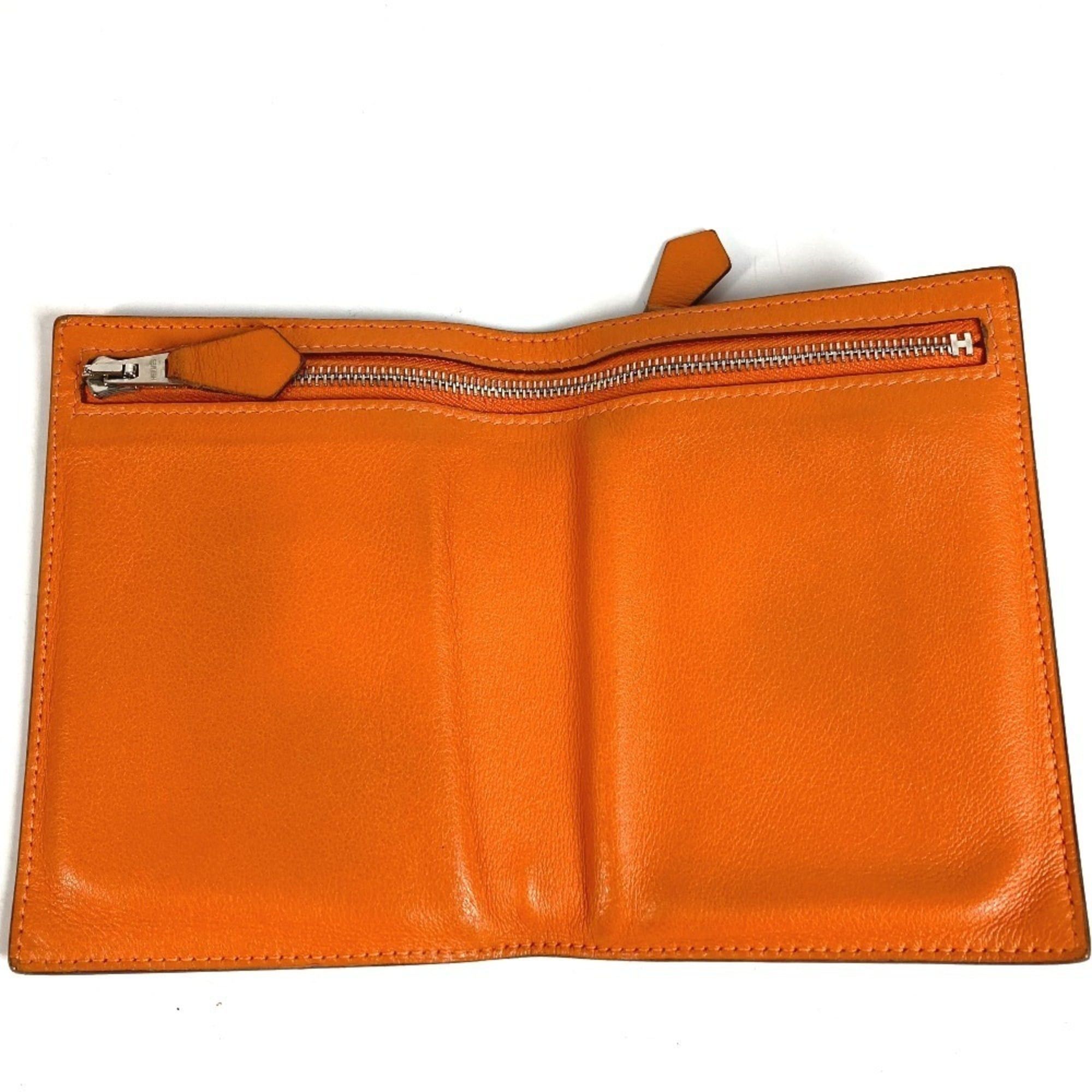 Hermes HERMES Zip Zack Compact Wallet, Bi-fold Swift Leather, Men's/Women's, Orange Size ONE SIZE - 6 Thumbnail
