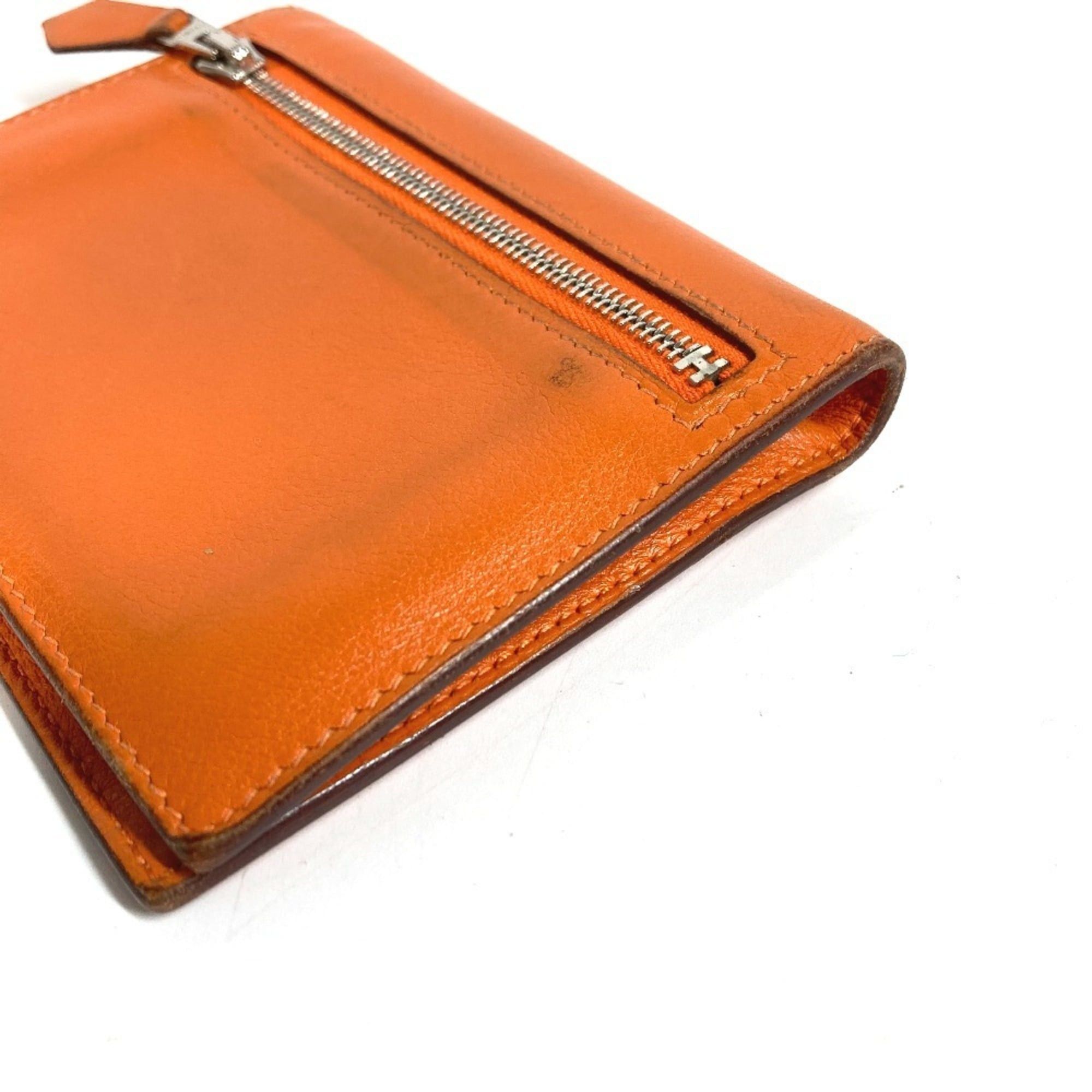 Hermes HERMES Zip Zack Compact Wallet, Bi-fold Swift Leather, Men's/Women's, Orange Size ONE SIZE - 5 Thumbnail