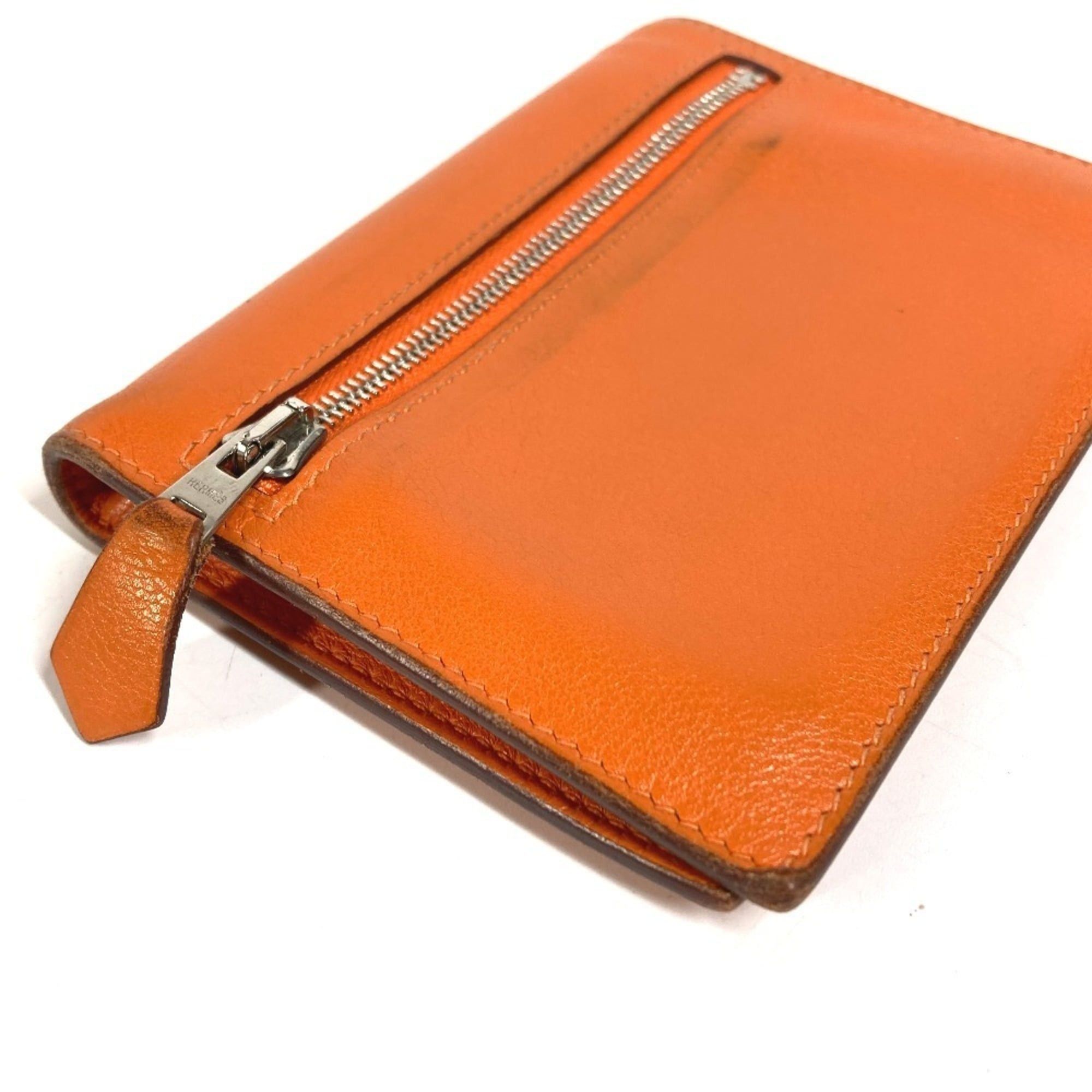Hermes HERMES Zip Zack Compact Wallet, Bi-fold Swift Leather, Men's/Women's, Orange Size ONE SIZE - 7 Thumbnail