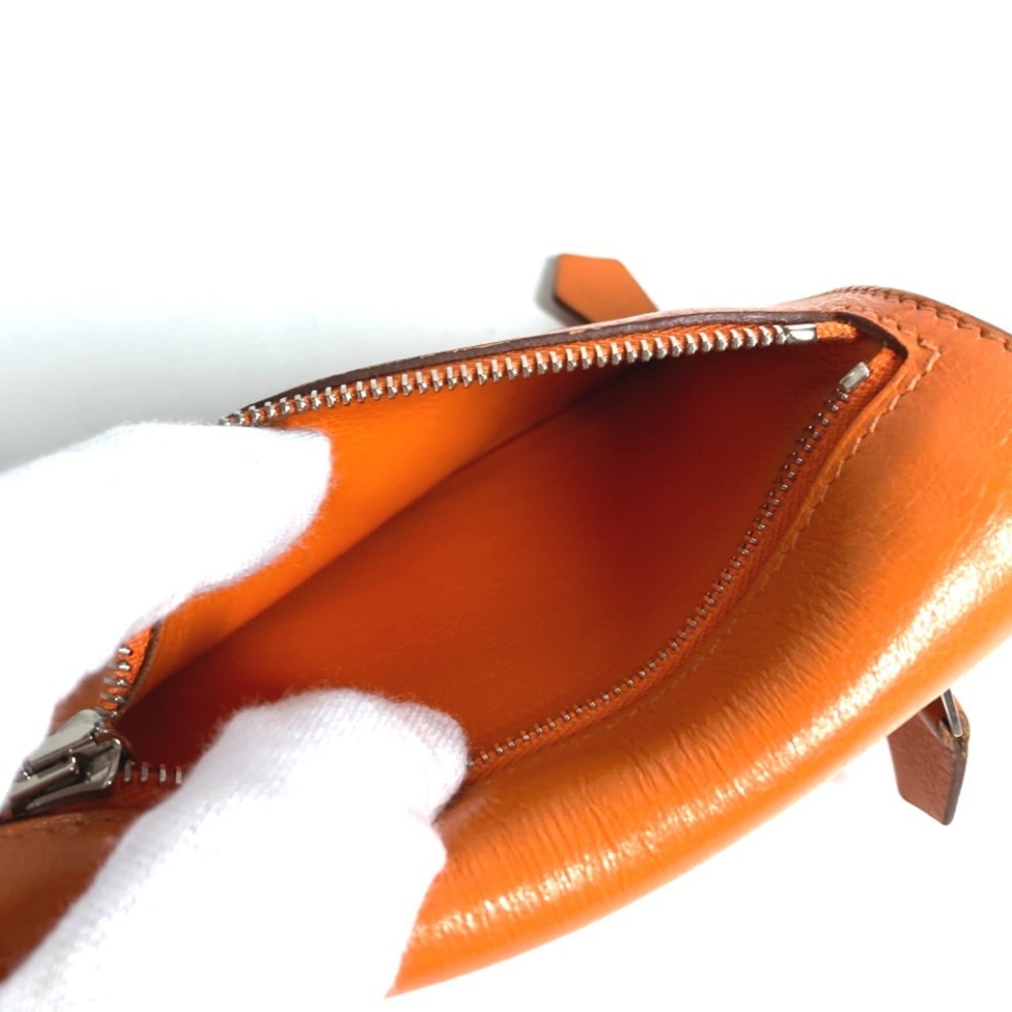 Hermes HERMES Zip Zack Compact Wallet, Bi-fold Swift Leather, Men's/Women's, Orange Size ONE SIZE - 9 Thumbnail