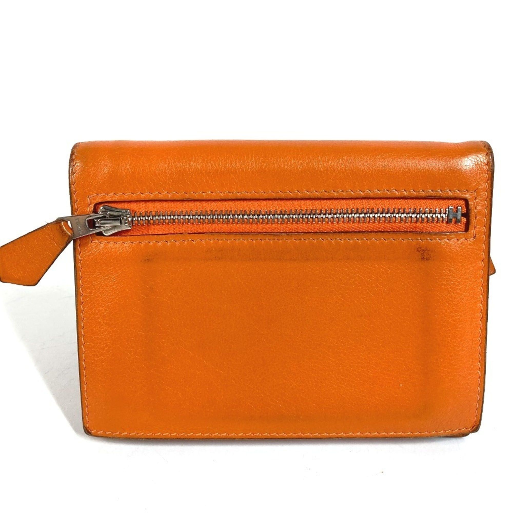 Hermes HERMES Zip Zack Compact Wallet, Bi-fold Swift Leather, Men's/Women's, Orange Size ONE SIZE - 2 Thumbnail