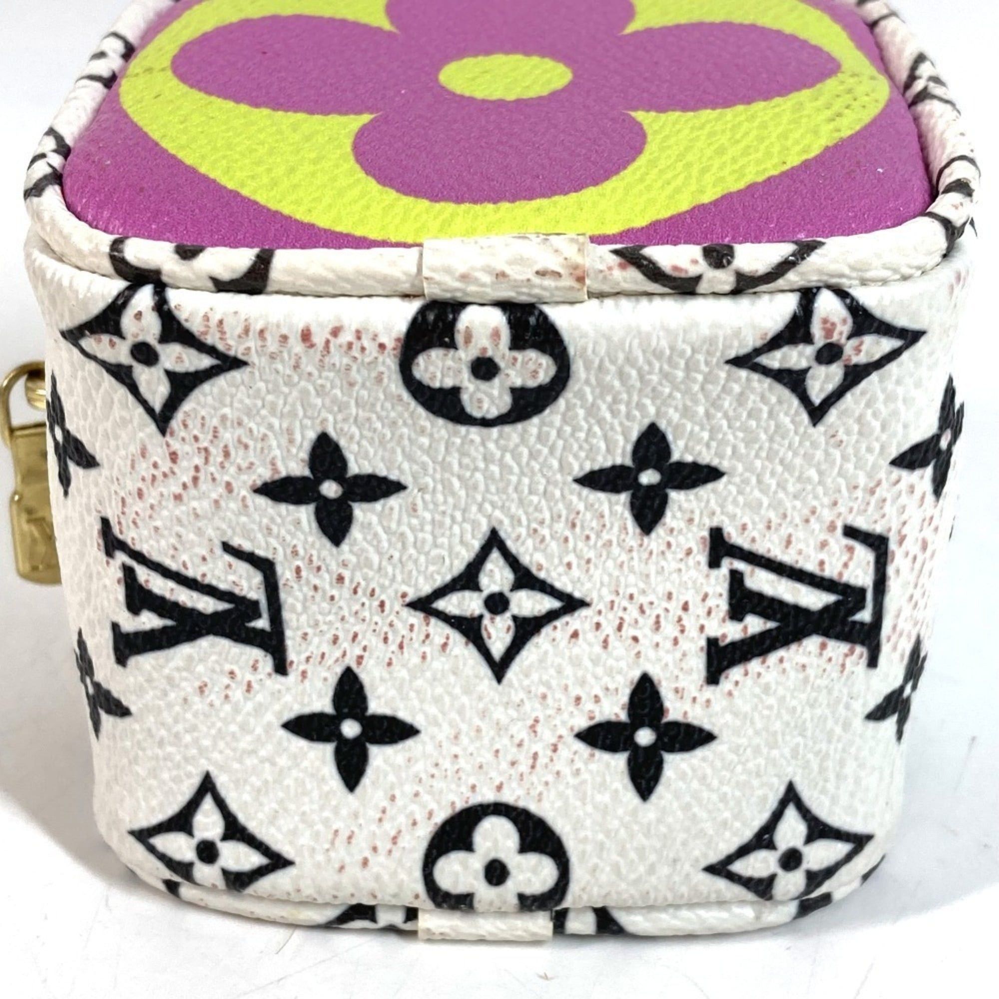 Louis Vuitton White Monogram Canvas Cube Charm Holder LOUIS VUITTON M67669 Monogram Giant Portemonnaie Cube Keyring Handbag Pouch Canvas Men\'s Women\'s White