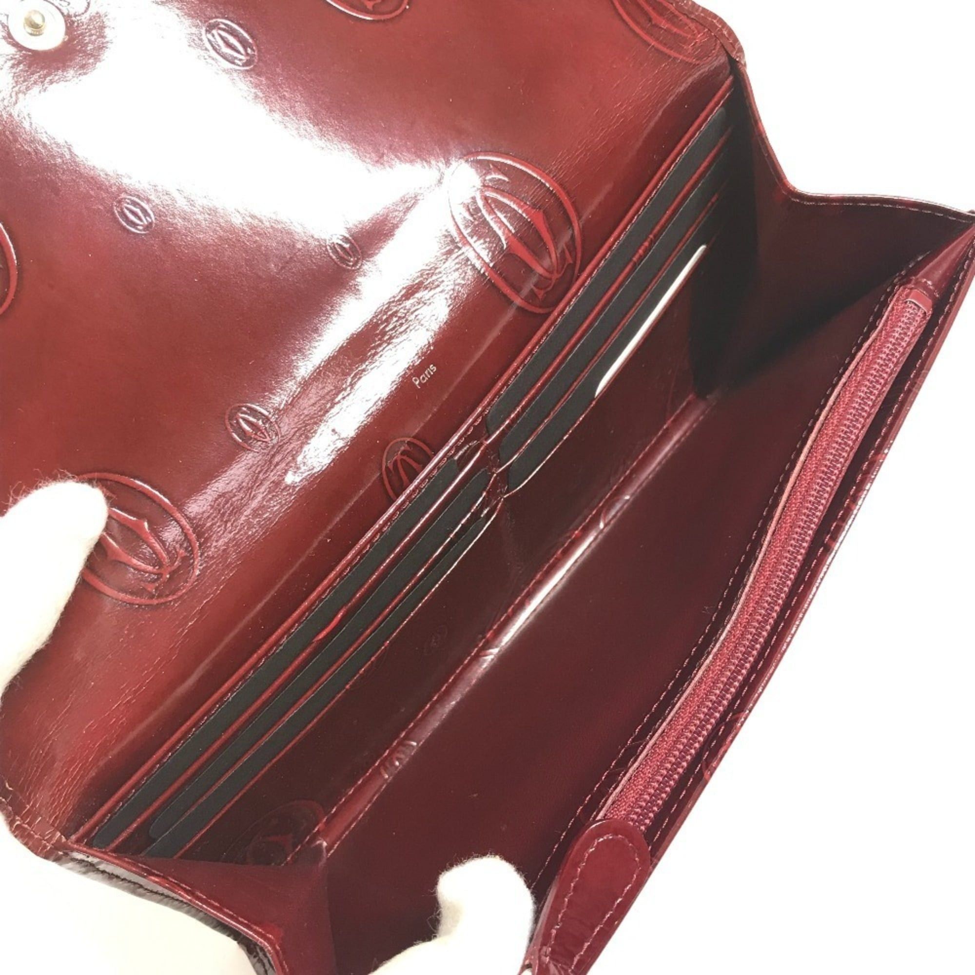 Cartier CARTIER Happy Birthday Logo Long Wallet, Patent Leather, Men's/Women's, Red Size ONE SIZE - 13 Thumbnail