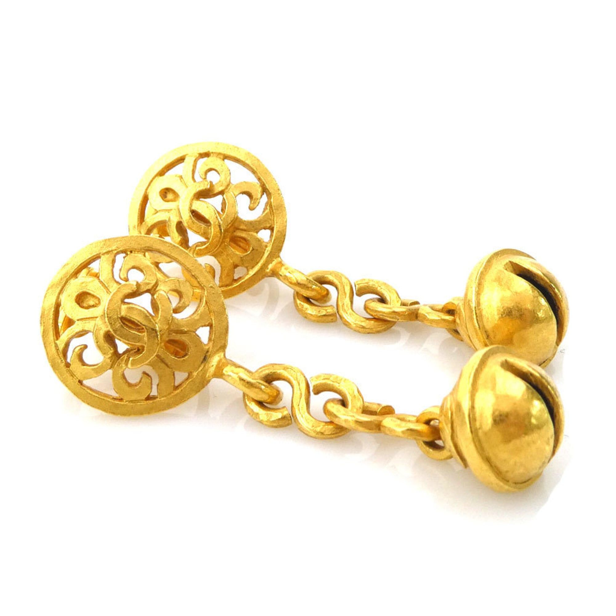 Chanel Chanel earrings, Coco Mark design, metal, gold, women's, e61892c Size ONE SIZE - 2 Thumbnail