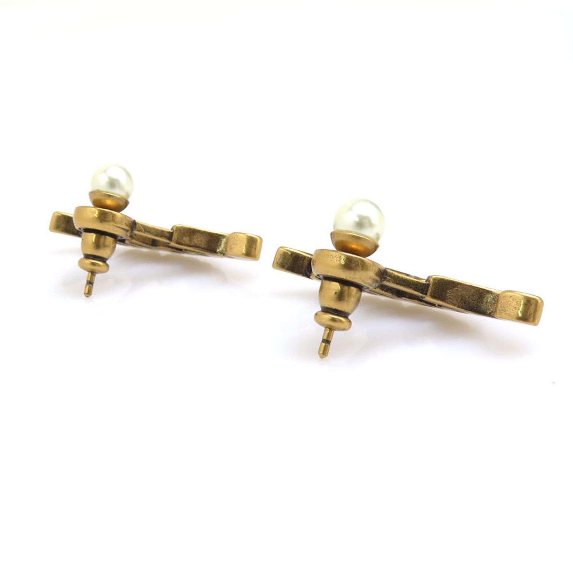 Dior Christian Dior earrings, Ja Dior, metal, faux pearl, gold, women's, h32218k Size ONE SIZE - 5 Thumbnail