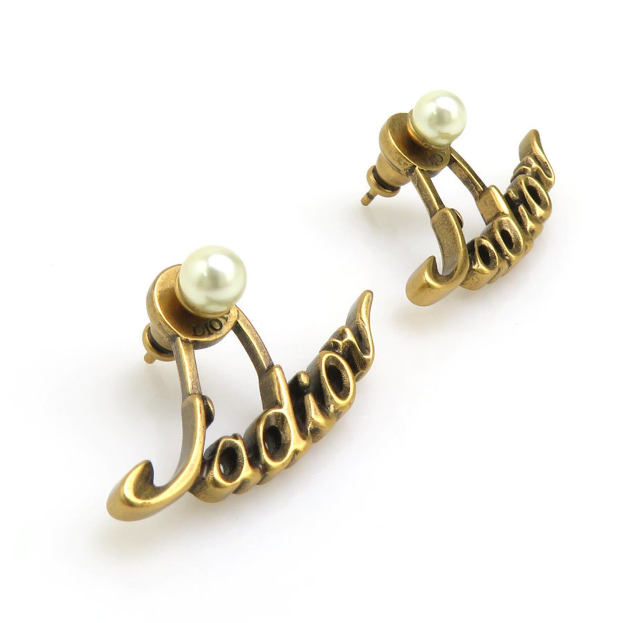 Dior Christian Dior earrings, Ja Dior, metal, faux pearl, gold, women's, h32218k Size ONE SIZE - 4 Thumbnail