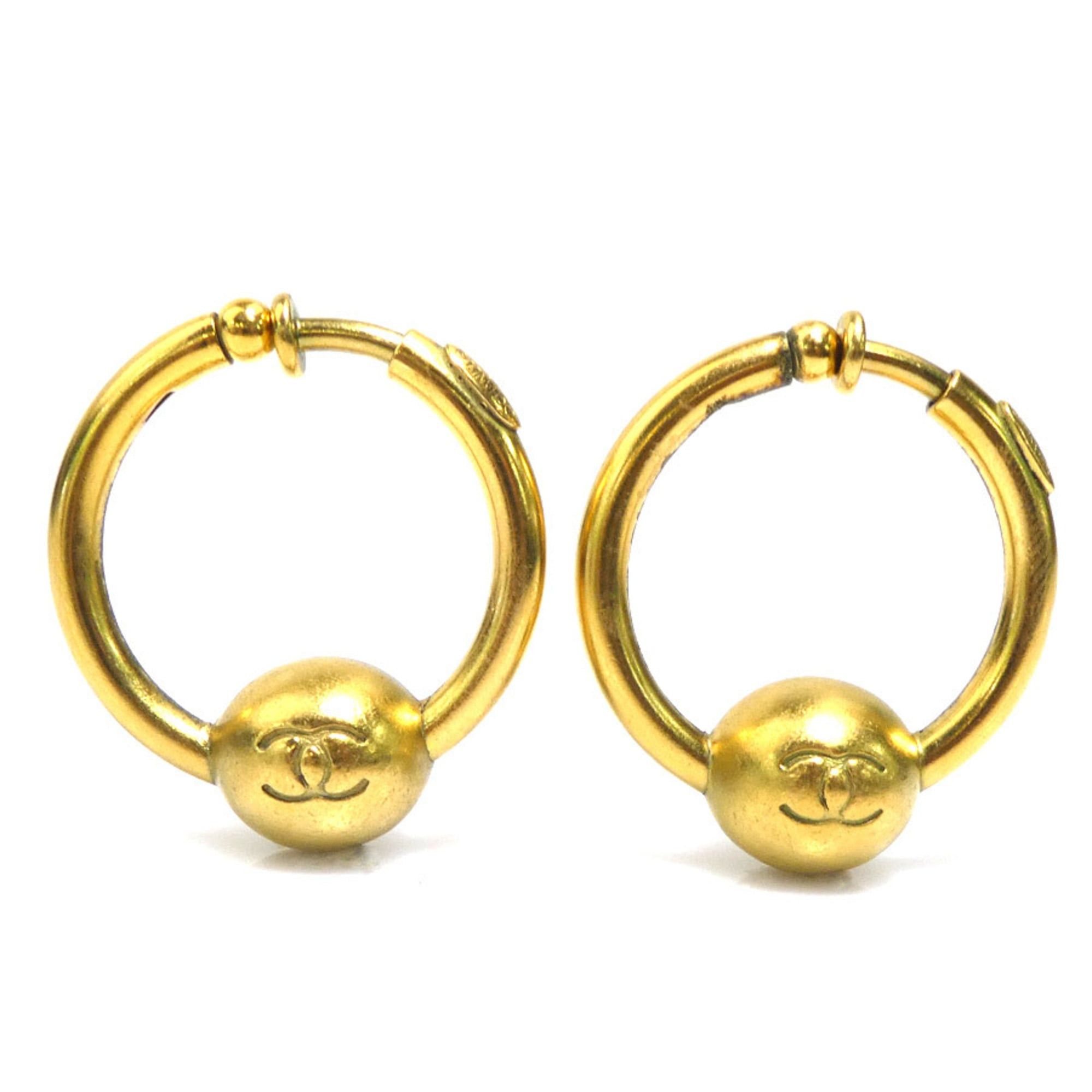 Chanel Chanel earrings, Coco Mark design, metal, gold, women's, e61893c Size ONE SIZE - 3 Thumbnail