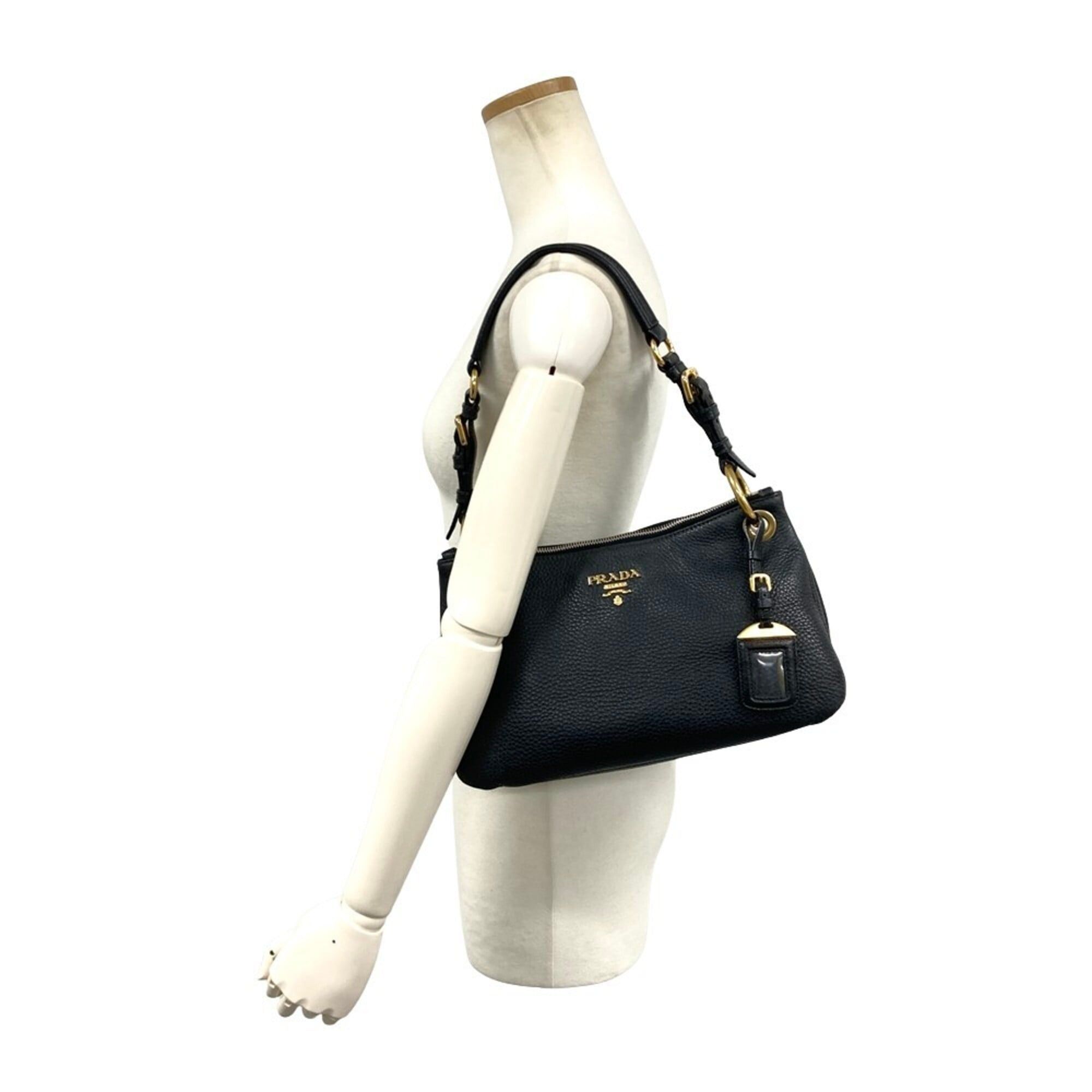 Prada Prada Logo One-Shoulder Shoulder Bag Leather Black Size ONE SIZE - 8 Thumbnail
