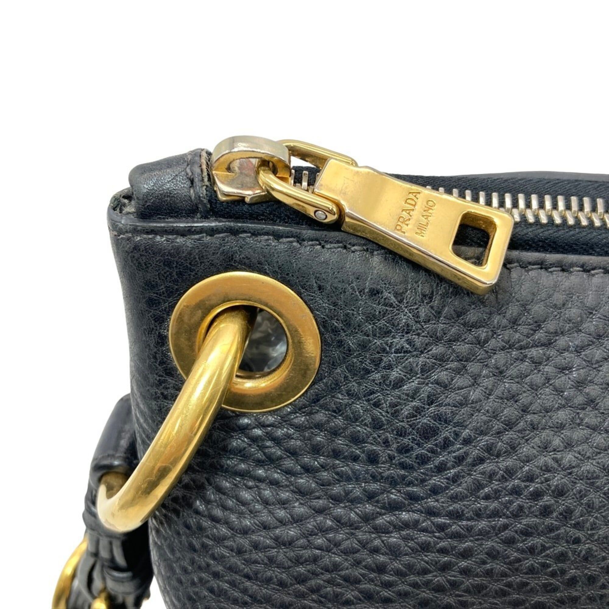 Prada Prada Logo One-Shoulder Shoulder Bag Leather Black Size ONE SIZE - 4 Thumbnail