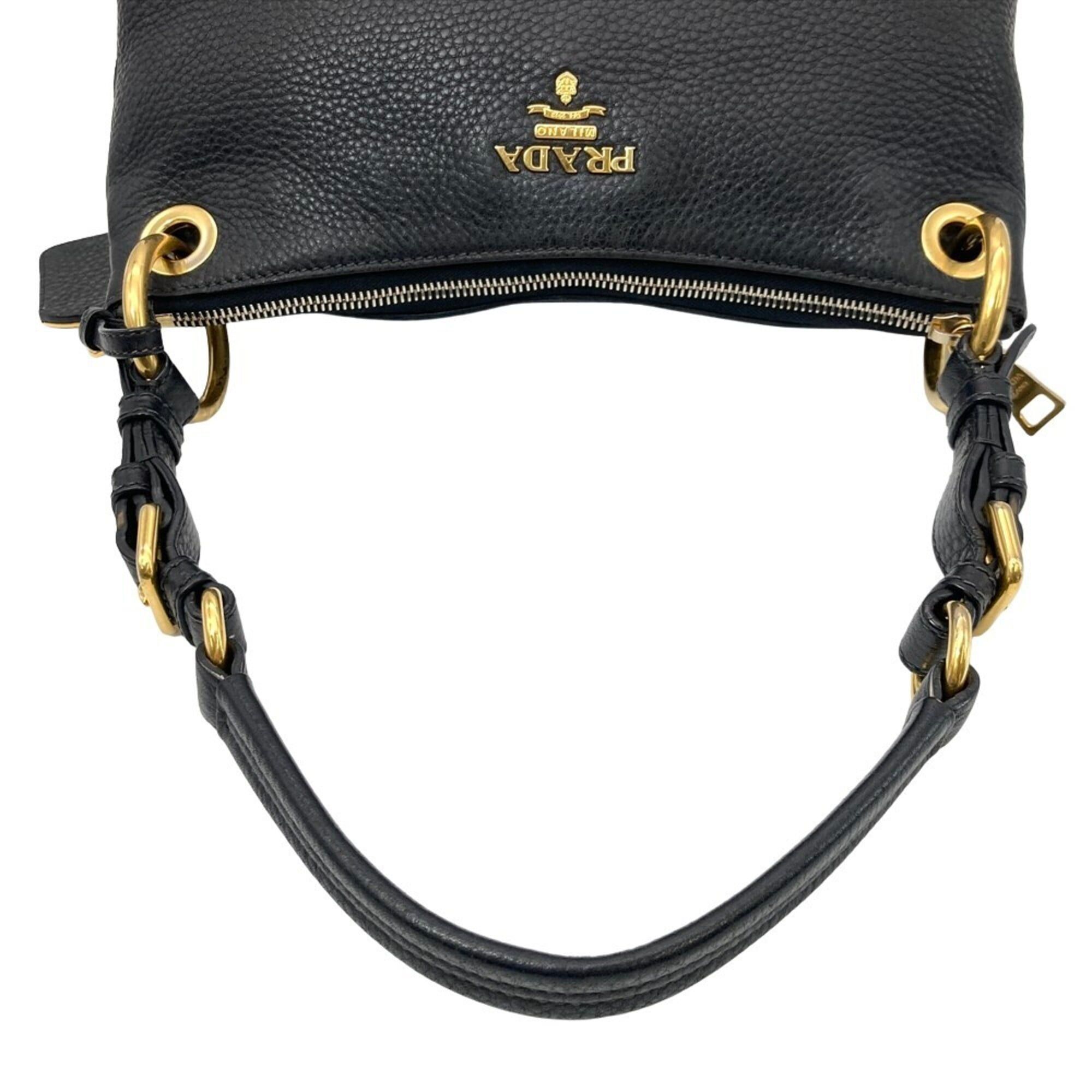 Prada Prada Logo One-Shoulder Shoulder Bag Leather Black Size ONE SIZE - 5 Thumbnail