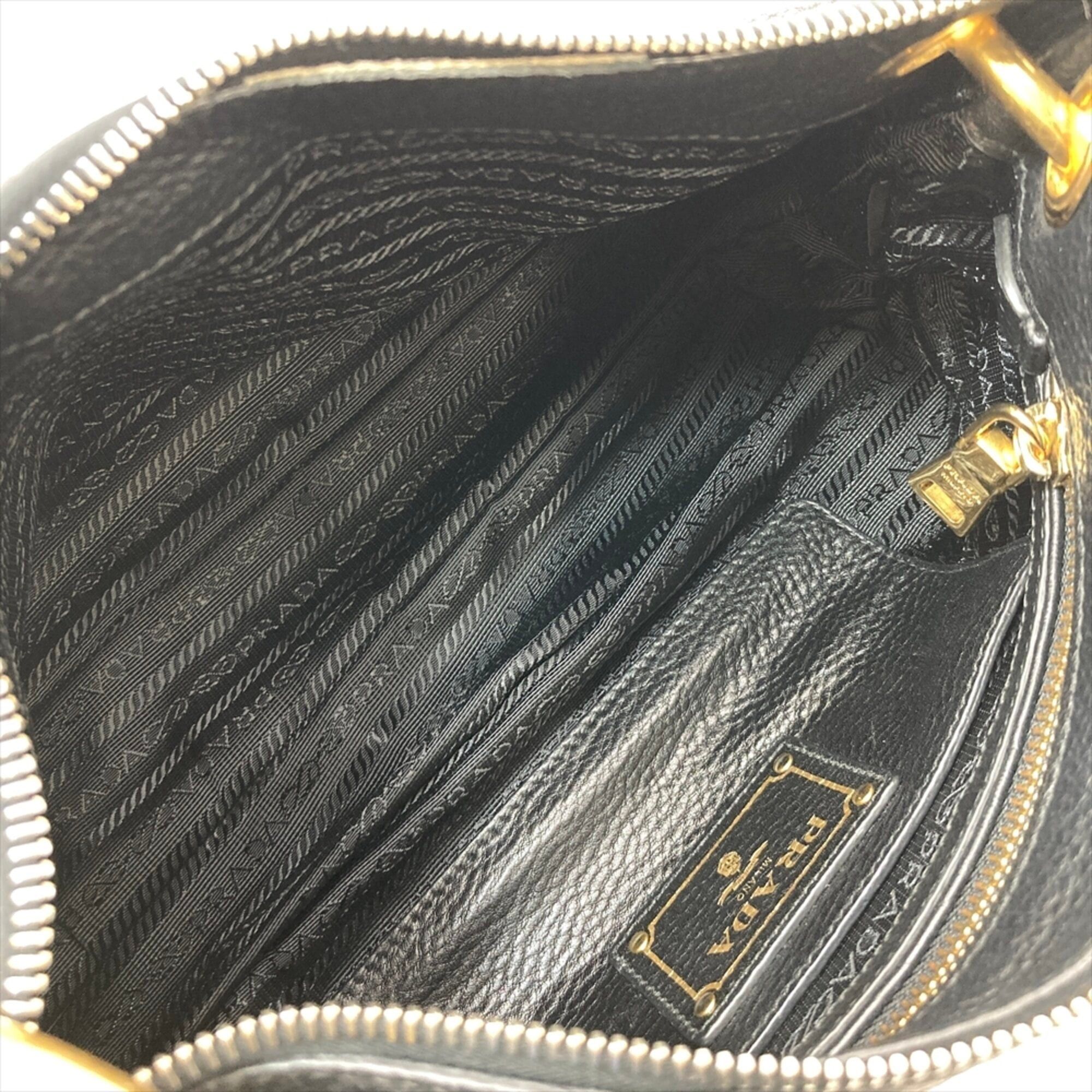 Prada Prada Logo One-Shoulder Shoulder Bag Leather Black Size ONE SIZE - 13 Thumbnail