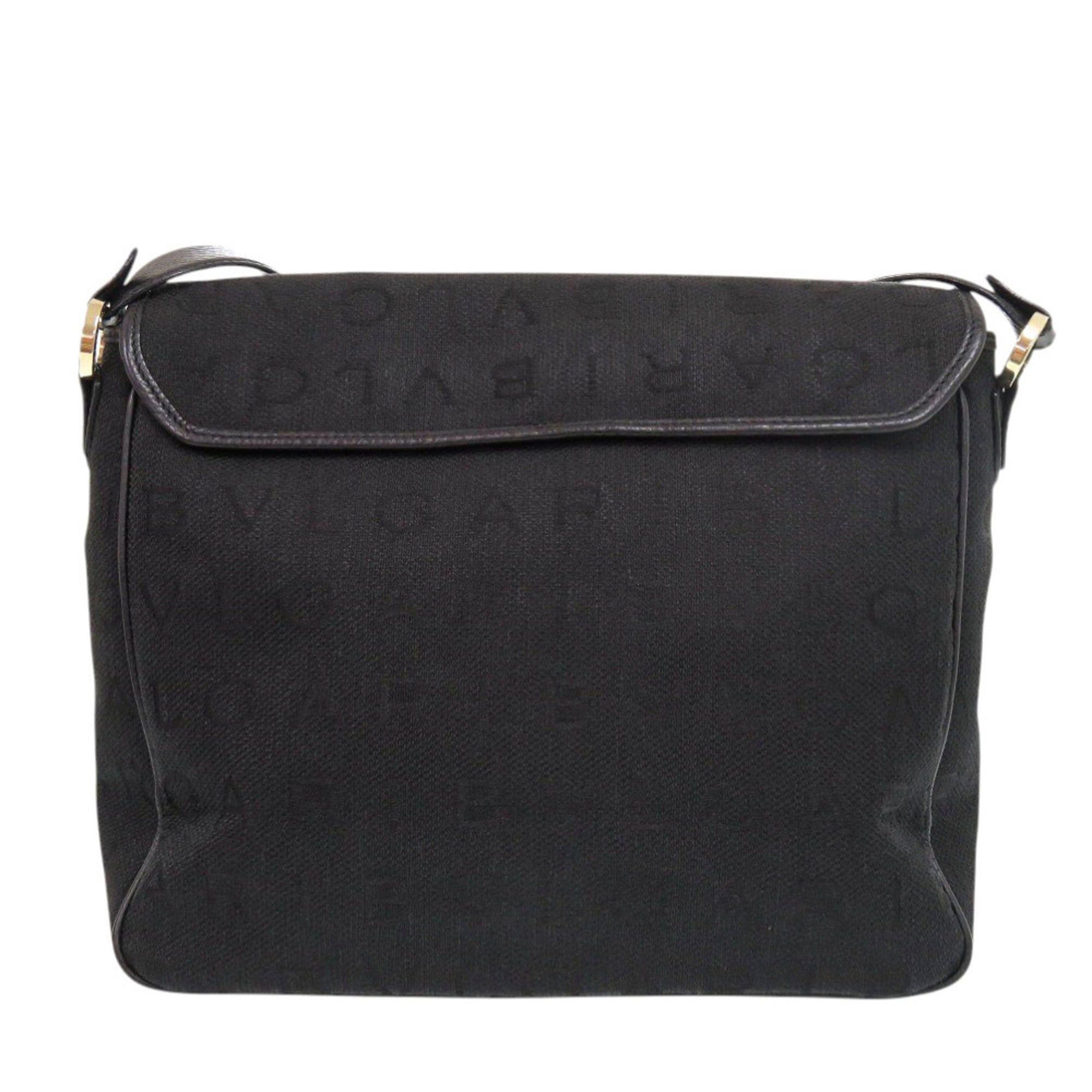 Bvlgari Excellent condition Bulgari Logomania canvas black shoulder bag 0569BVLGARI Size ONE SIZE - 3 Thumbnail