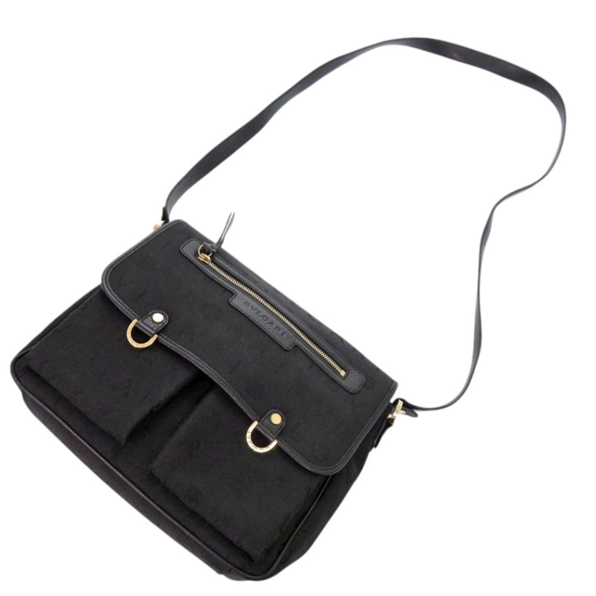 Bvlgari Excellent condition Bulgari Logomania canvas black shoulder bag 0569BVLGARI Size ONE SIZE - 6 Thumbnail