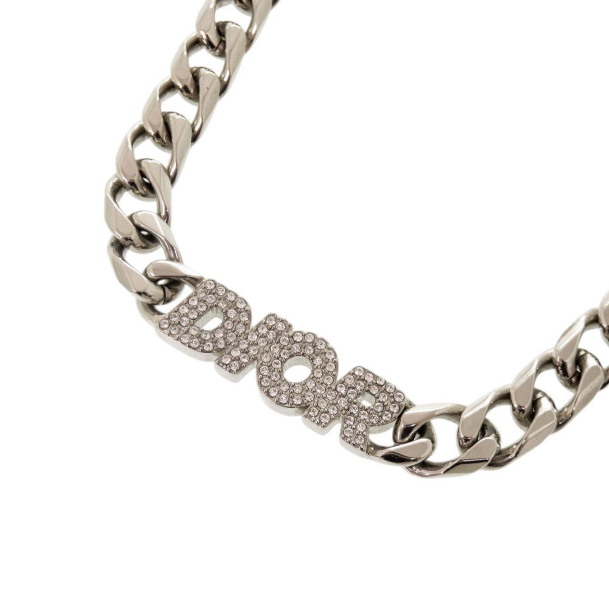 Dior Christian Dior Excellent condition Dior chain link brass rhinestone silver necklace 1713Dior Size ONE SIZE - 3 Thumbnail