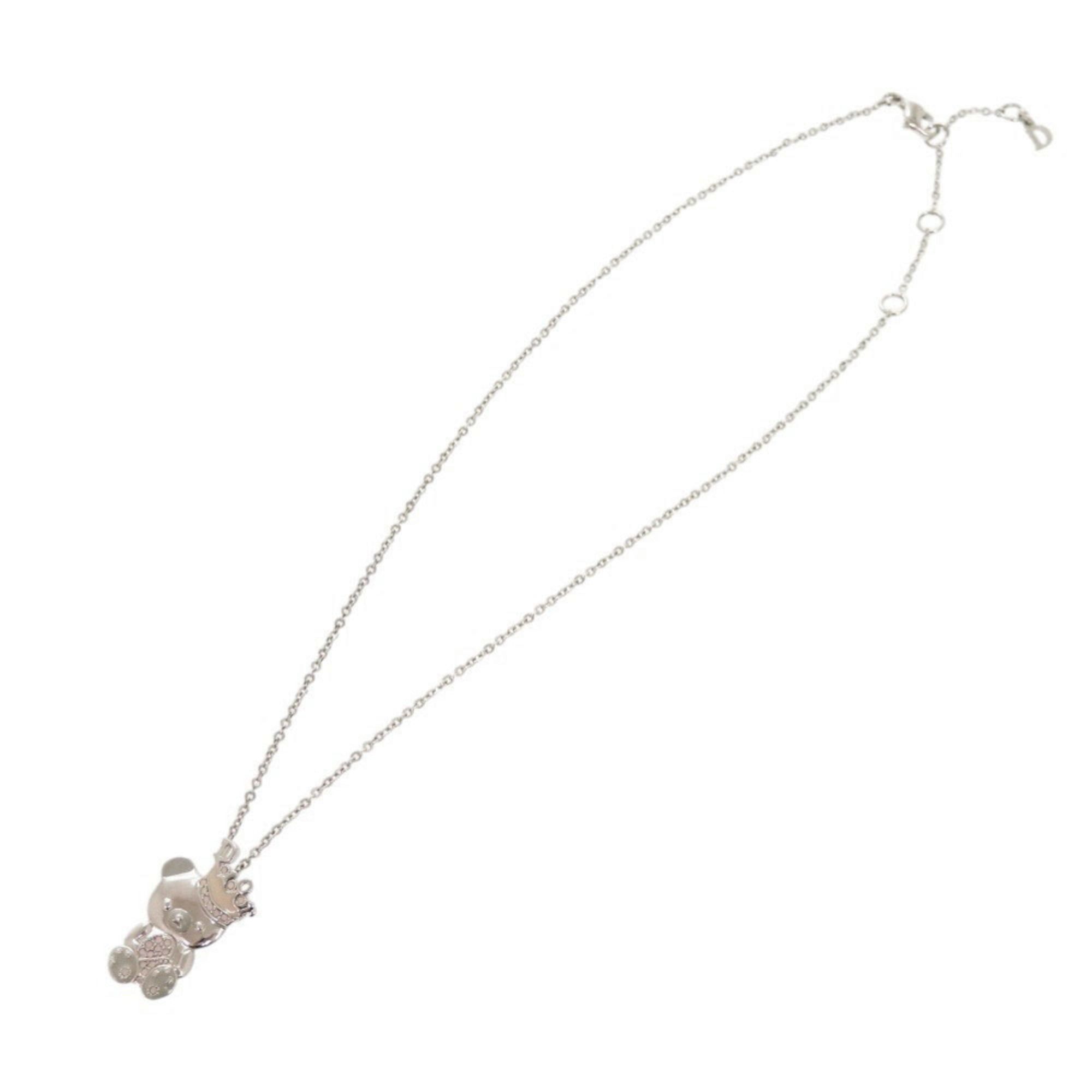 Dior Christian Dior Teddy Bear Crown Metal Silver Necklace 1642 Size ONE SIZE - 3 Thumbnail