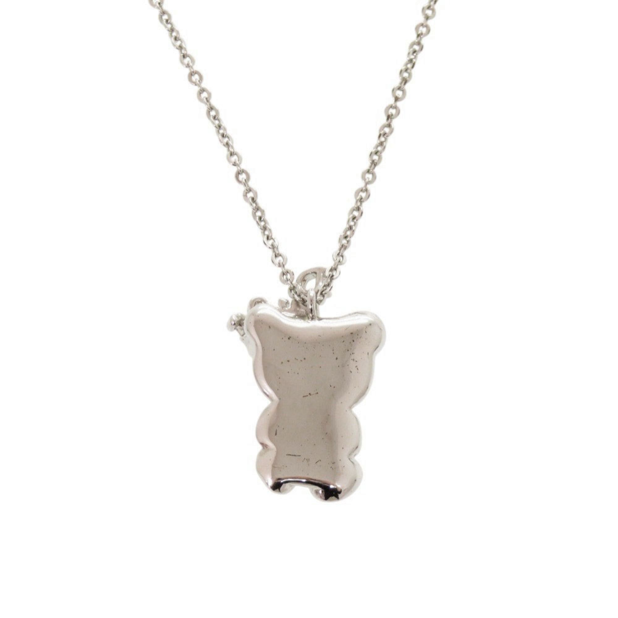 Dior Christian Dior Teddy Bear Crown Metal Silver Necklace 1642 Size ONE SIZE - 2 Thumbnail