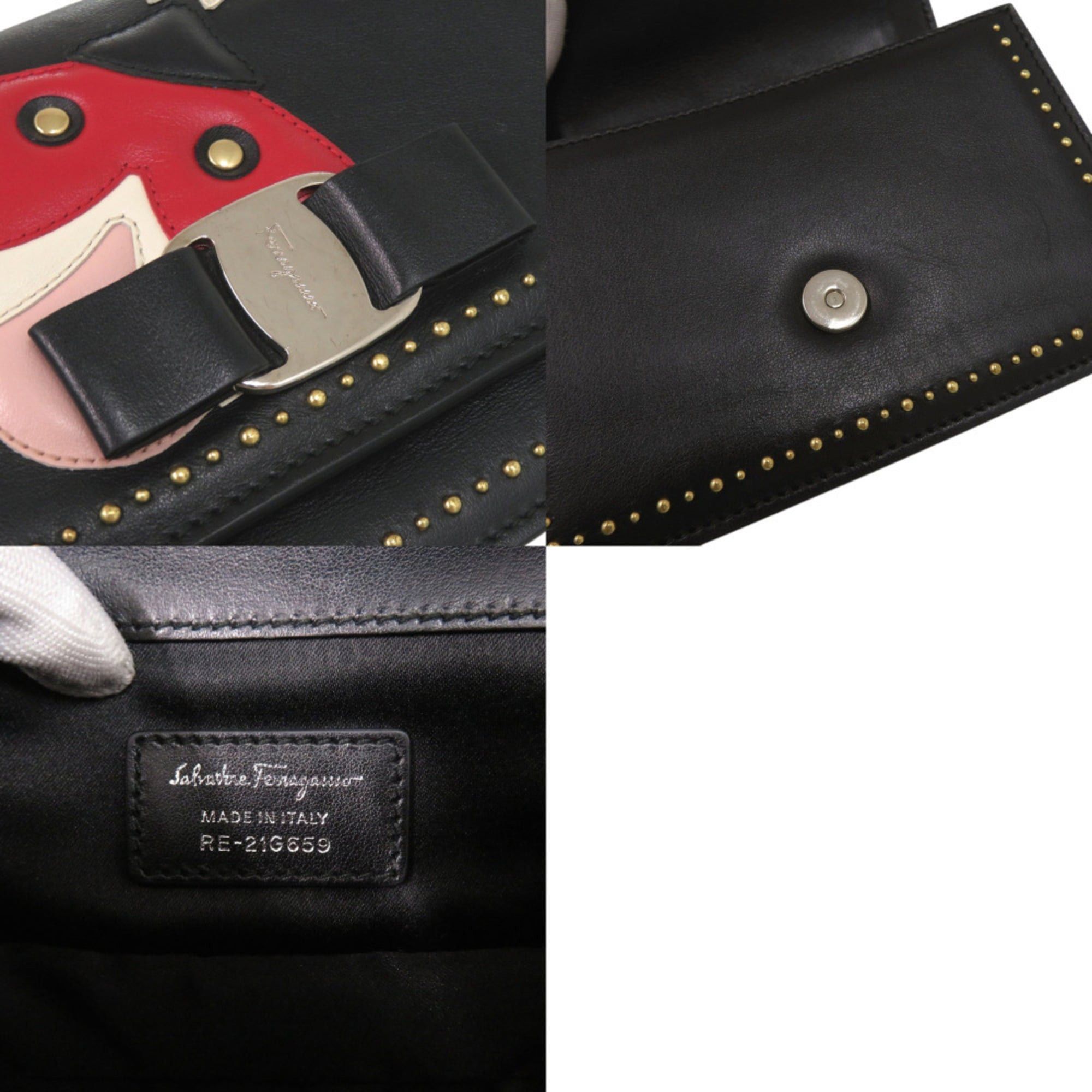 Salvatore Ferragamo Excellent condition Salvatore Ferragamo 21G659 Vara Ribbon Ladybug Leather Black Shoulder Bag 1442Salvatore Size ONE SIZE - 7 Thumbnail