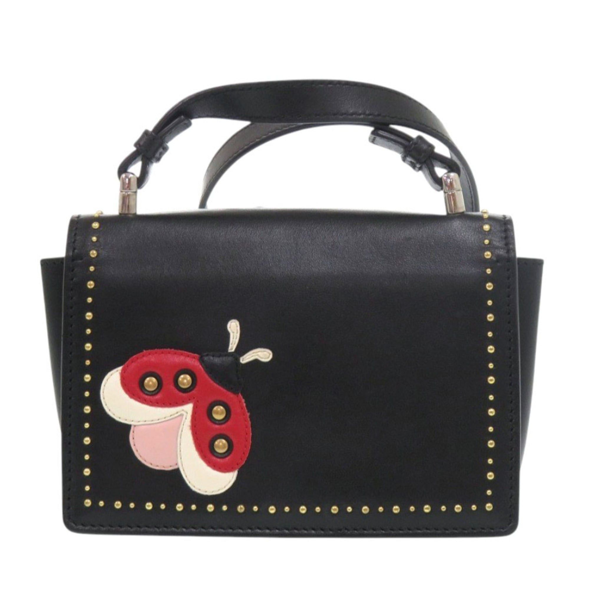 Salvatore Ferragamo Excellent condition Salvatore Ferragamo 21G659 Vara Ribbon Ladybug Leather Black Shoulder Bag 1442Salvatore Size ONE SIZE - 2 Thumbnail