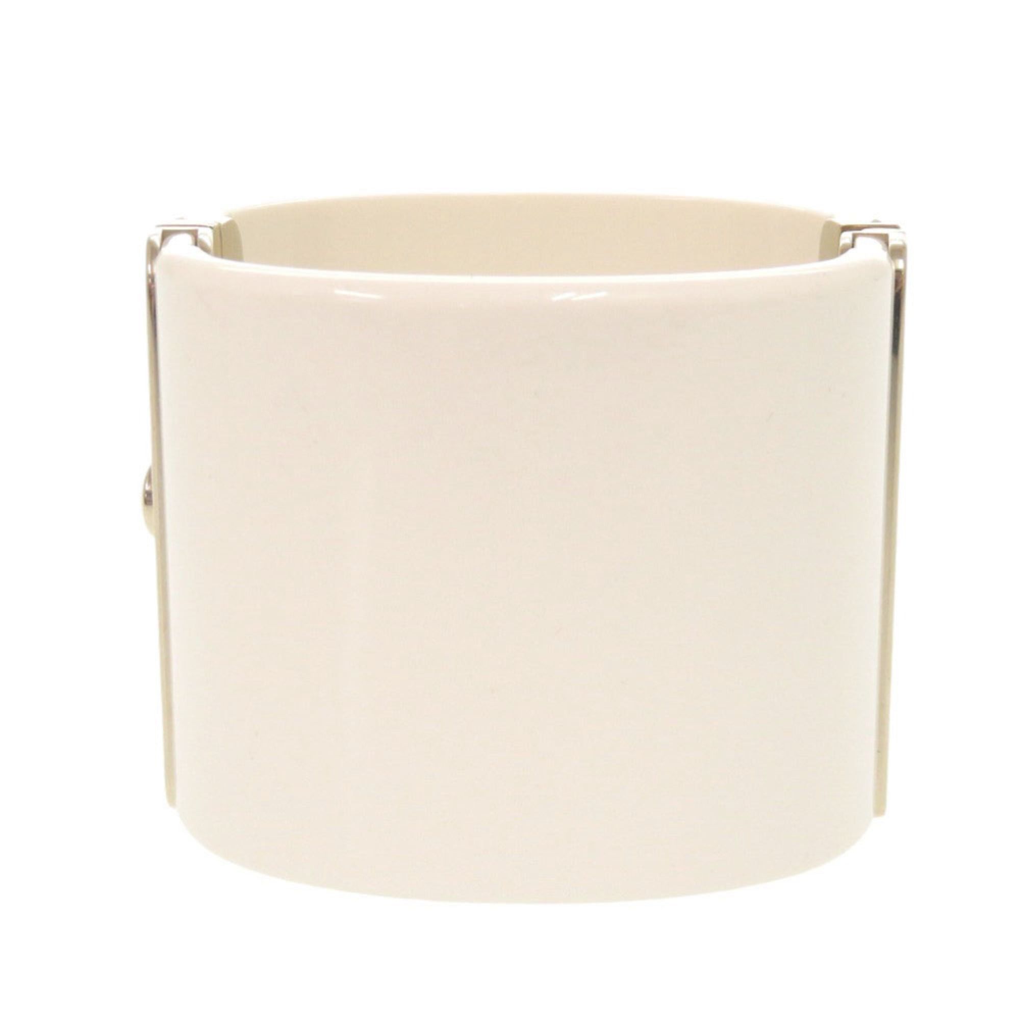Chanel Excellent condition Chanel Coco Mark plastic metal rhinestone white bangle bracelet 1529CHANEL Size ONE SIZE - 3 Thumbnail
