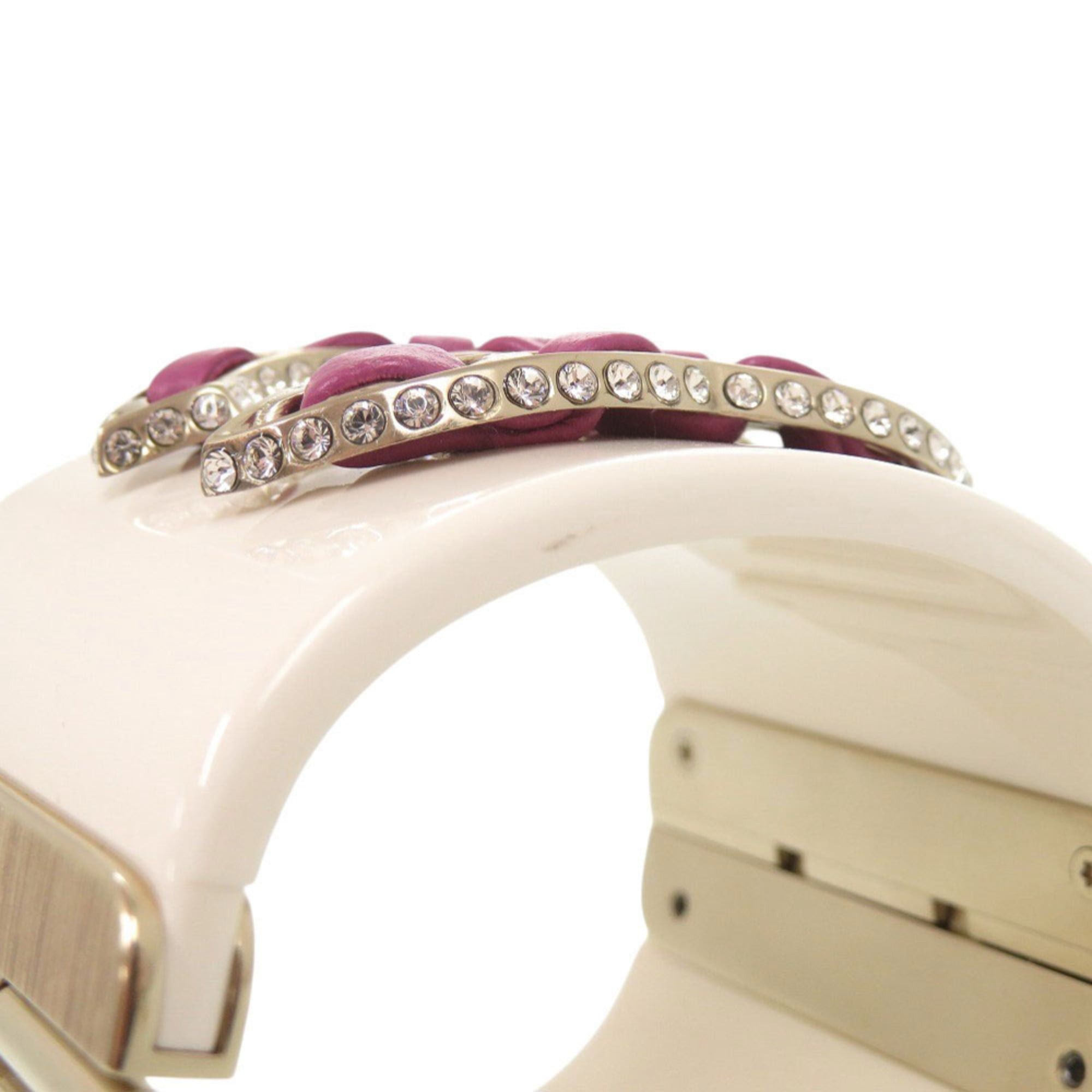 Chanel Excellent condition Chanel Coco Mark plastic metal rhinestone white bangle bracelet 1529CHANEL Size ONE SIZE - 9 Thumbnail