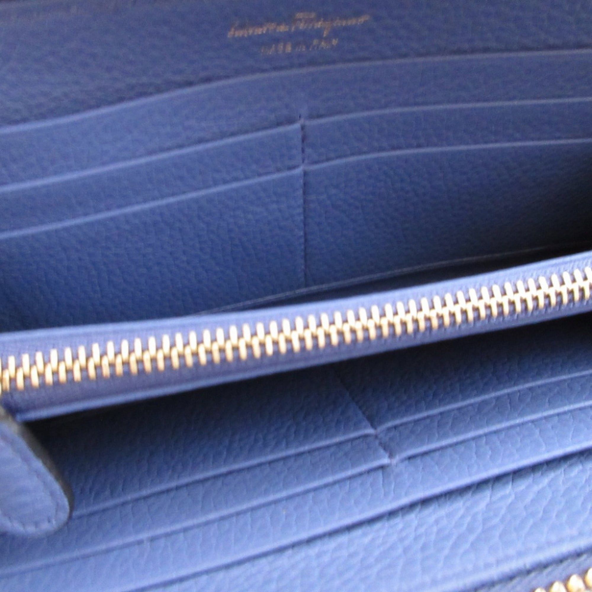 Salvatore Ferragamo Excellent condition Salvatore Ferragamo Gancini 22C843 Leather Purple Round Zip Long Wallet 0858Salvatore Size ONE SIZE - 3 Thumbnail