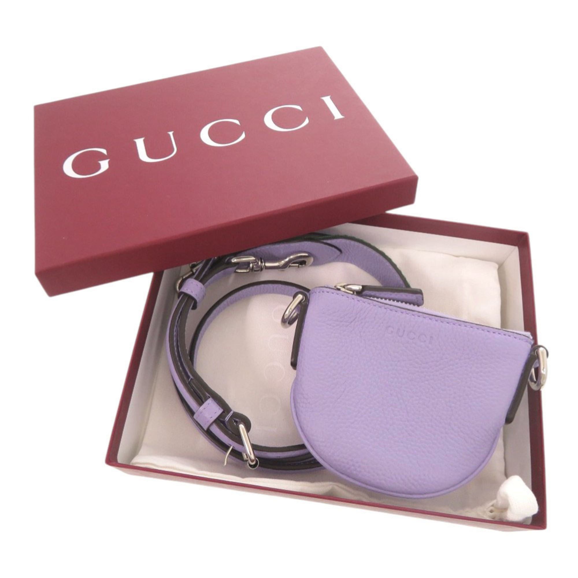 Gucci Unused Gucci logo 821831 leather purple micro mini shoulder bag 1478GUCCI Size ONE SIZE - 2 Thumbnail