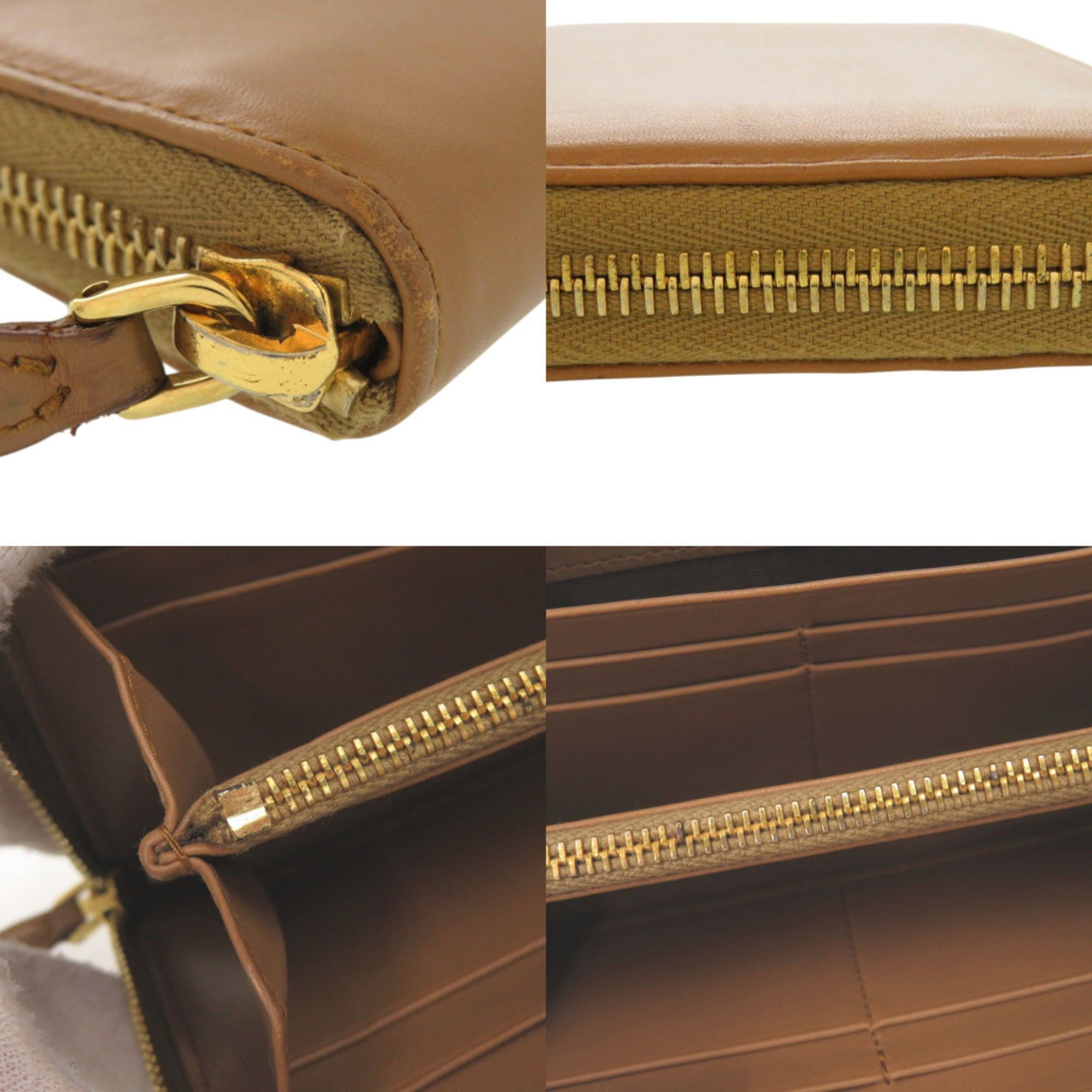 Prada Excellent condition Prada Triangle Logo Plate Round Zip Wallet 1M0506 Gold Hardware Leather Caramel Brown Long 0663PRADA Size ONE SIZE - 9 Thumbnail