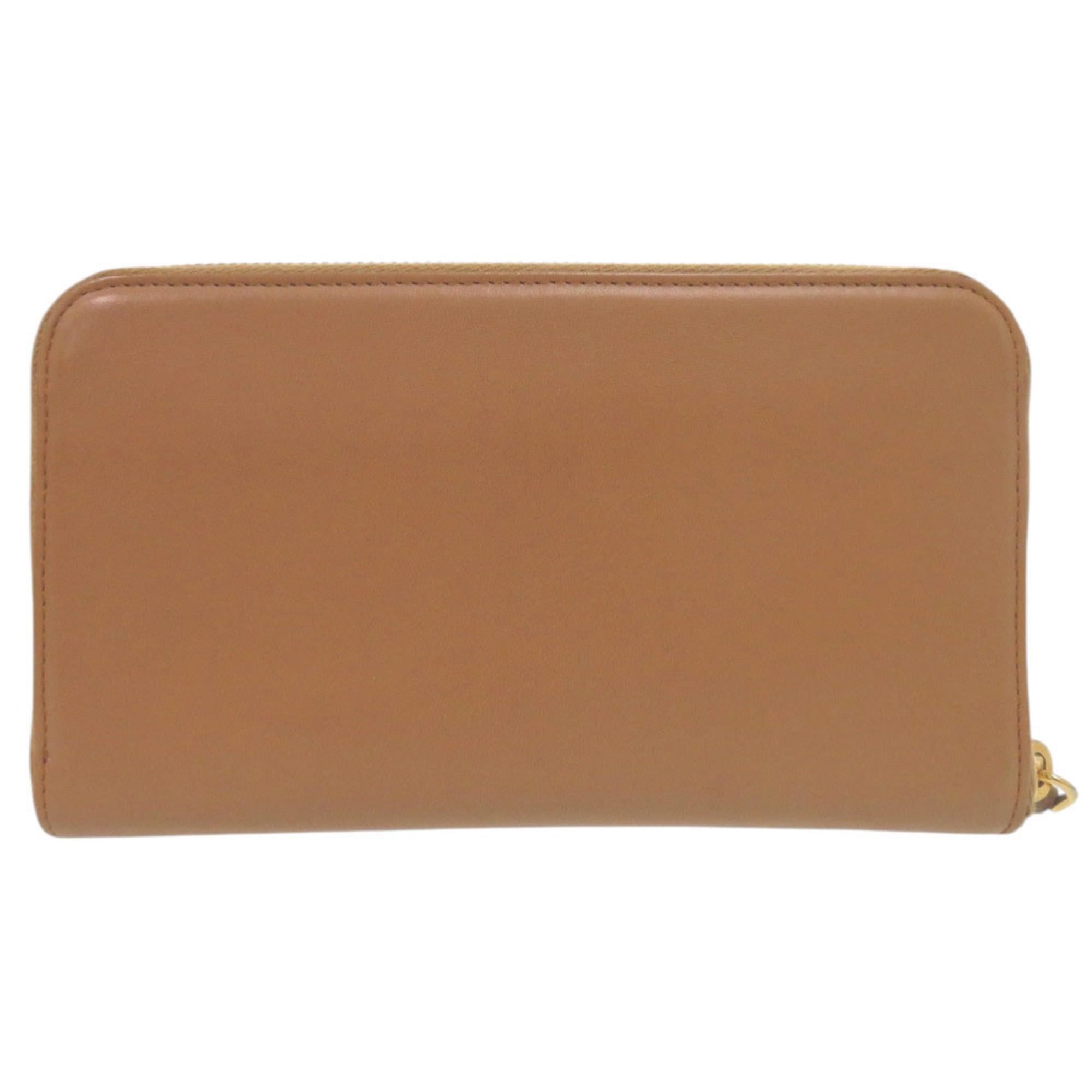 Prada Excellent condition Prada Triangle Logo Plate Round Zip Wallet 1M0506 Gold Hardware Leather Caramel Brown Long 0663PRADA Size ONE SIZE - 3 Thumbnail