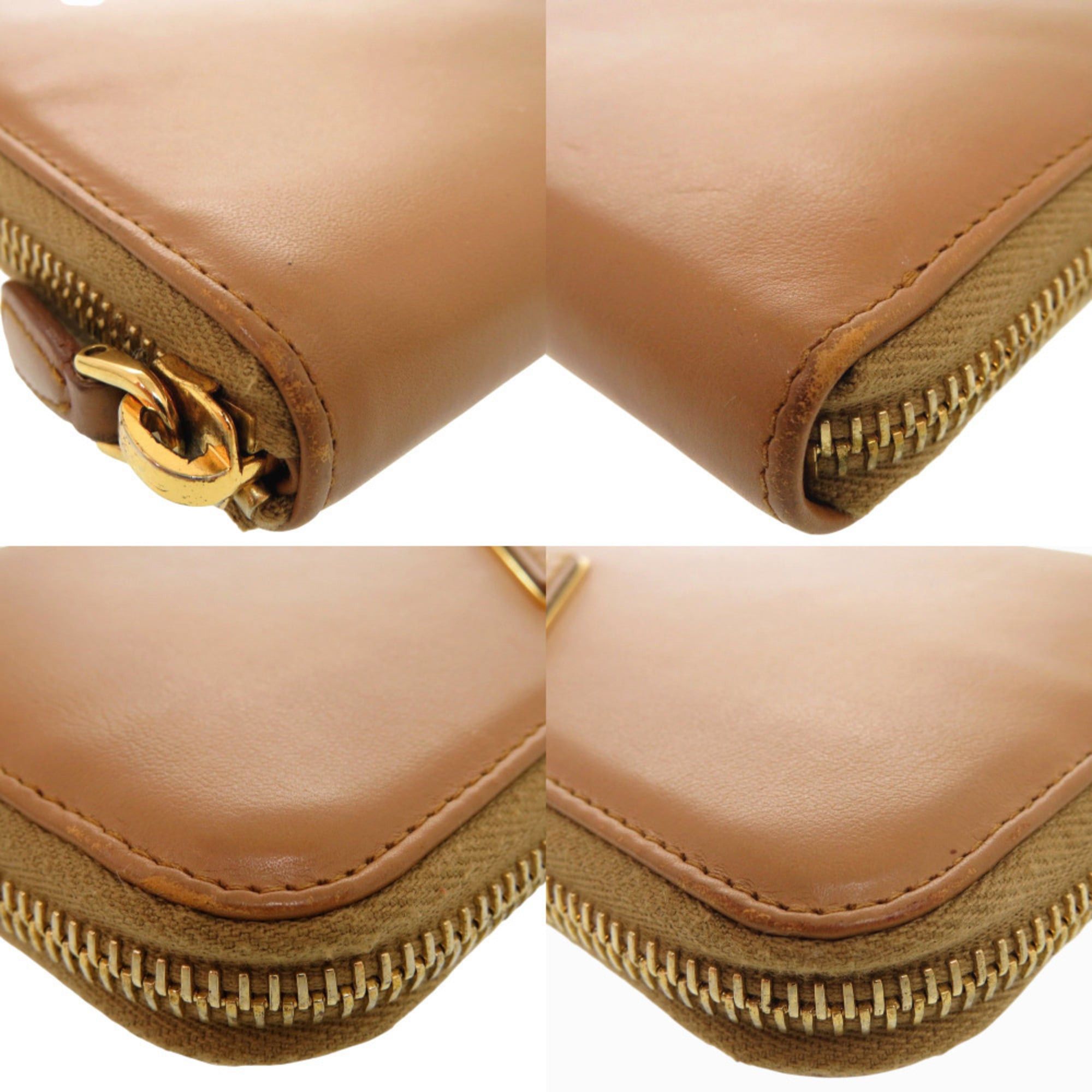 Prada Excellent condition Prada Triangle Logo Plate Round Zip Wallet 1M0506 Gold Hardware Leather Caramel Brown Long 0663PRADA Size ONE SIZE - 8 Thumbnail
