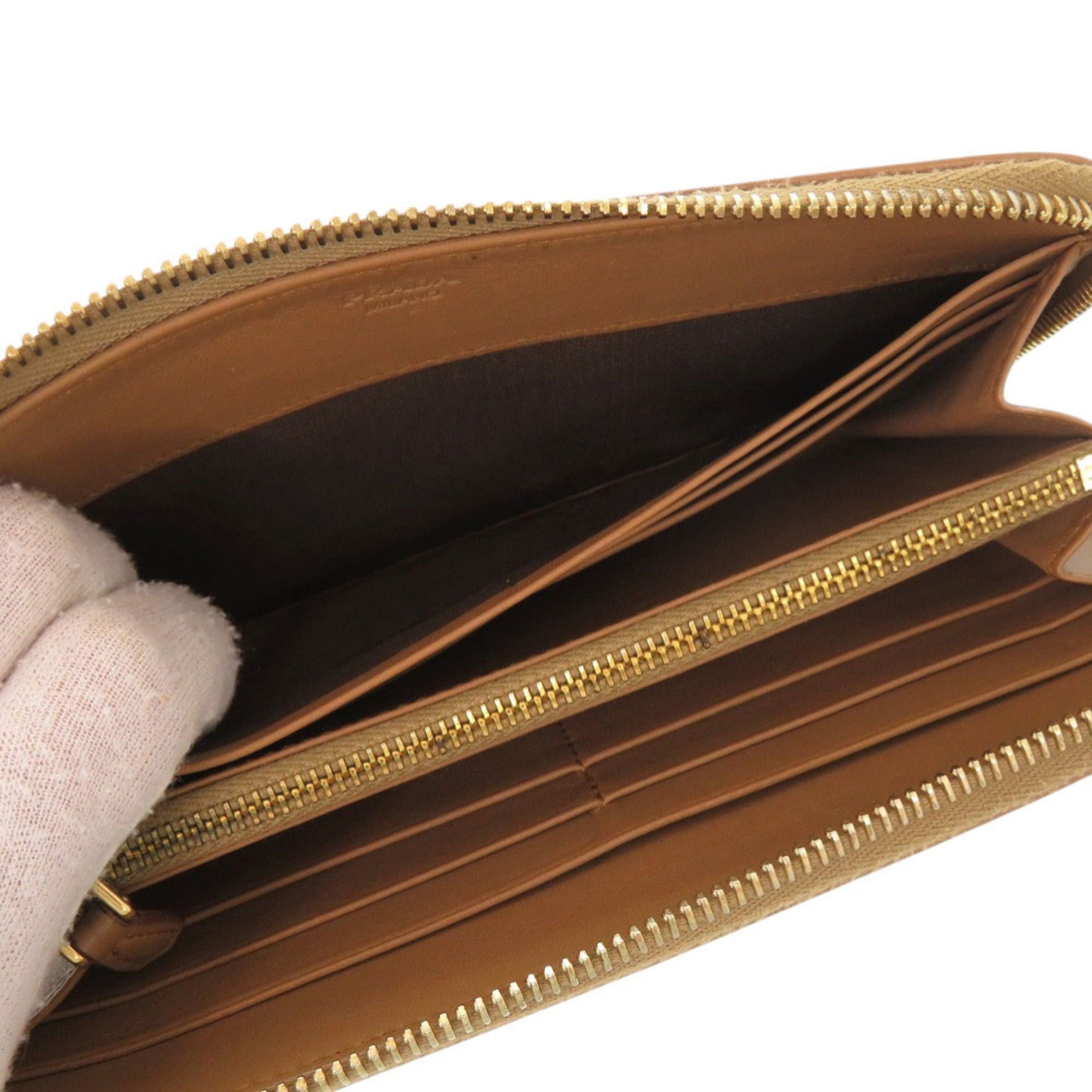 Prada Excellent condition Prada Triangle Logo Plate Round Zip Wallet 1M0506 Gold Hardware Leather Caramel Brown Long 0663PRADA Size ONE SIZE - 6 Thumbnail