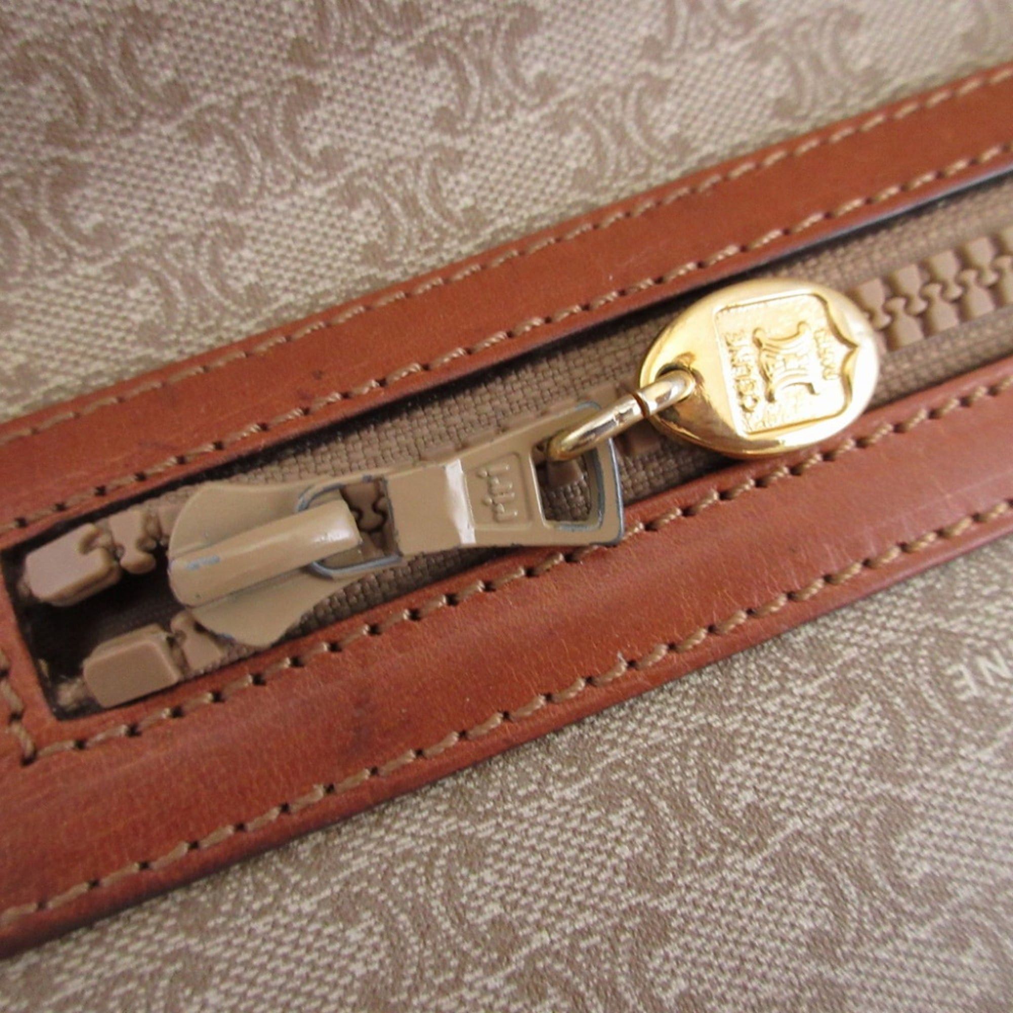 Celine Celine Macadam Leather Beige Brown Clutch Bag 0854CELINE Size ONE SIZE - 4 Thumbnail