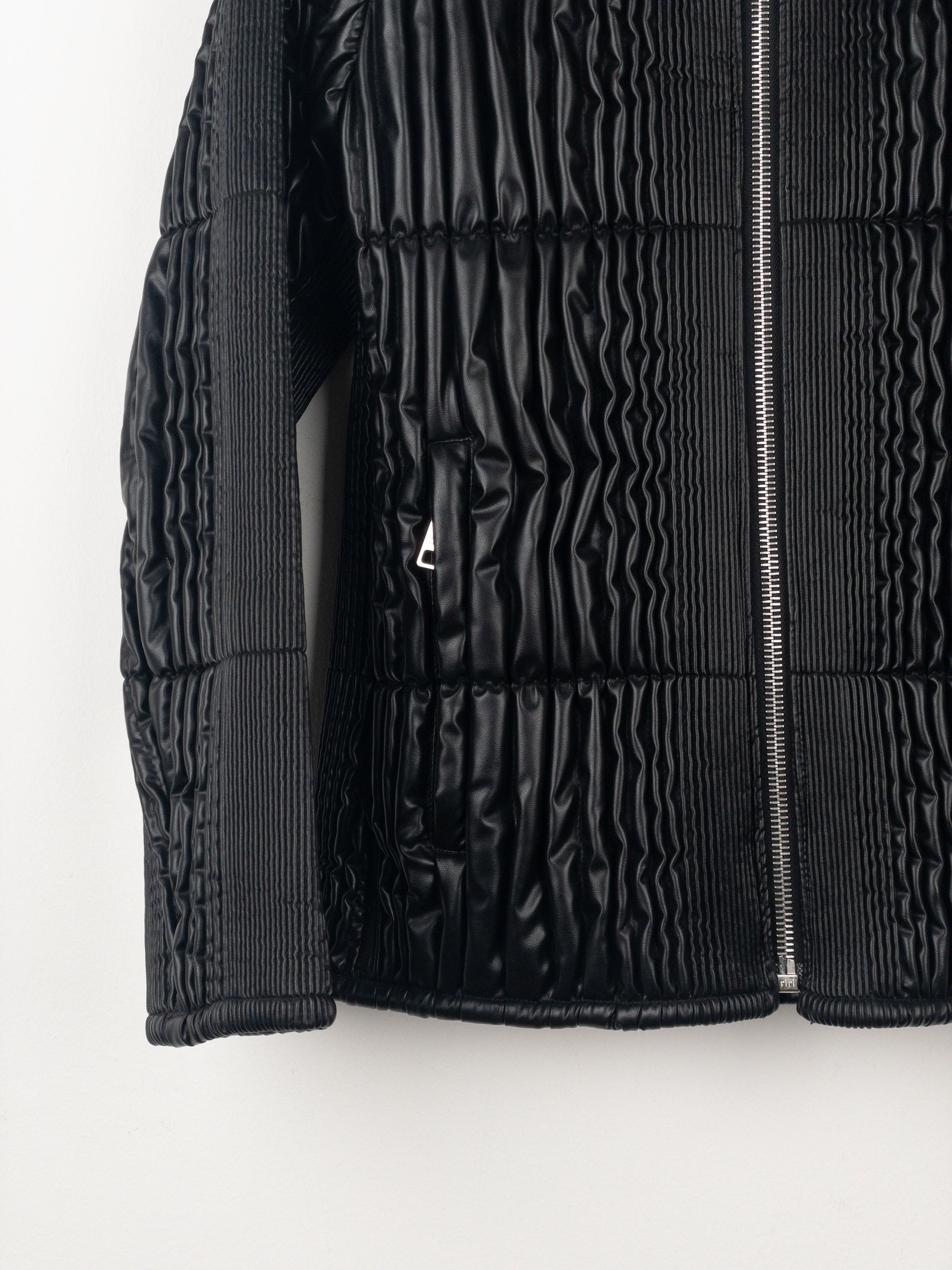 Prada AW08 Ripple Shirring Faux Leather Puffer Jacket Size XL / US 12-14 / IT 48-50 - 6 Thumbnail