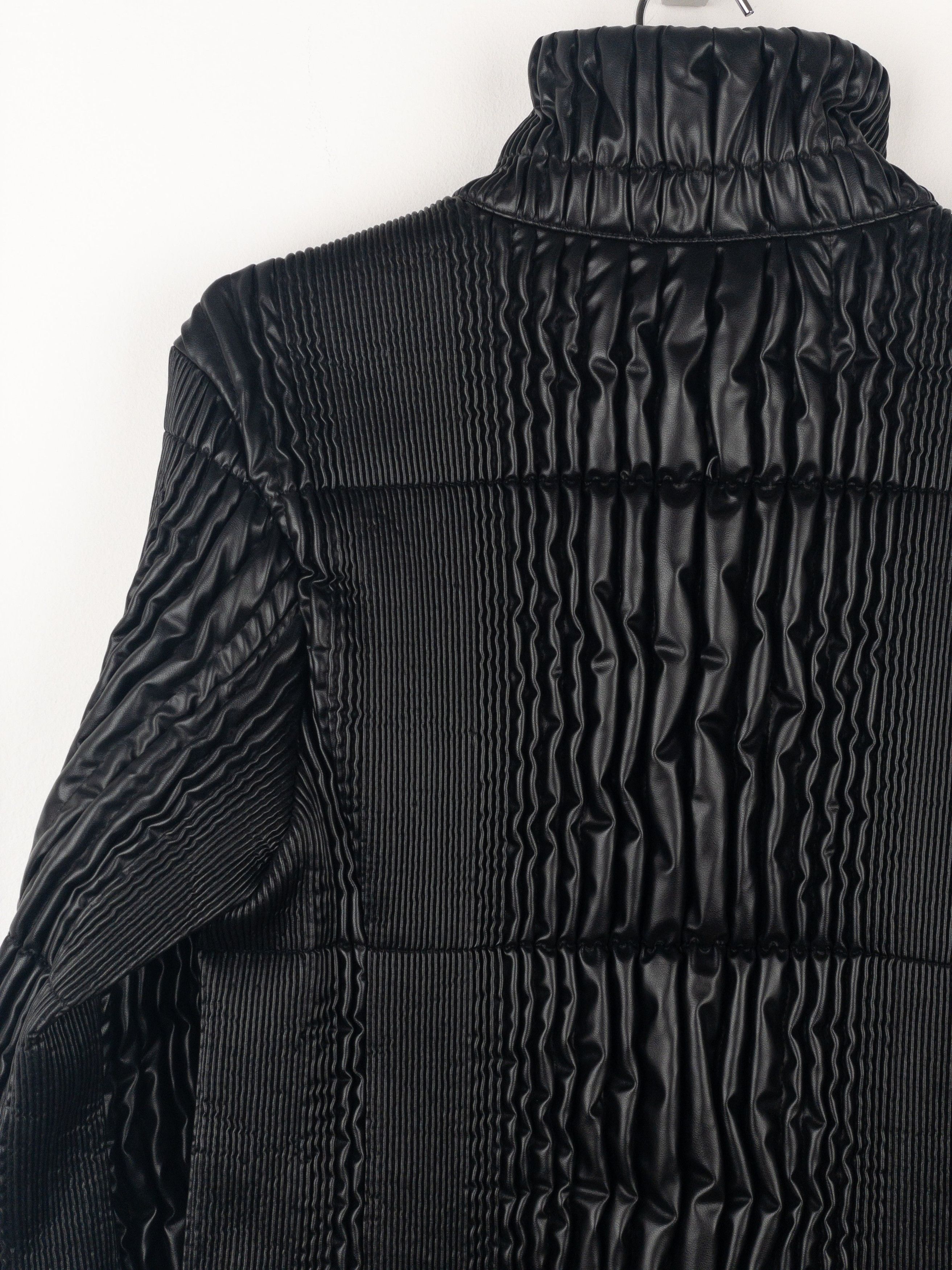 Prada AW08 Ripple Shirring Faux Leather Puffer Jacket Size XL / US 12-14 / IT 48-50 - 12 Thumbnail