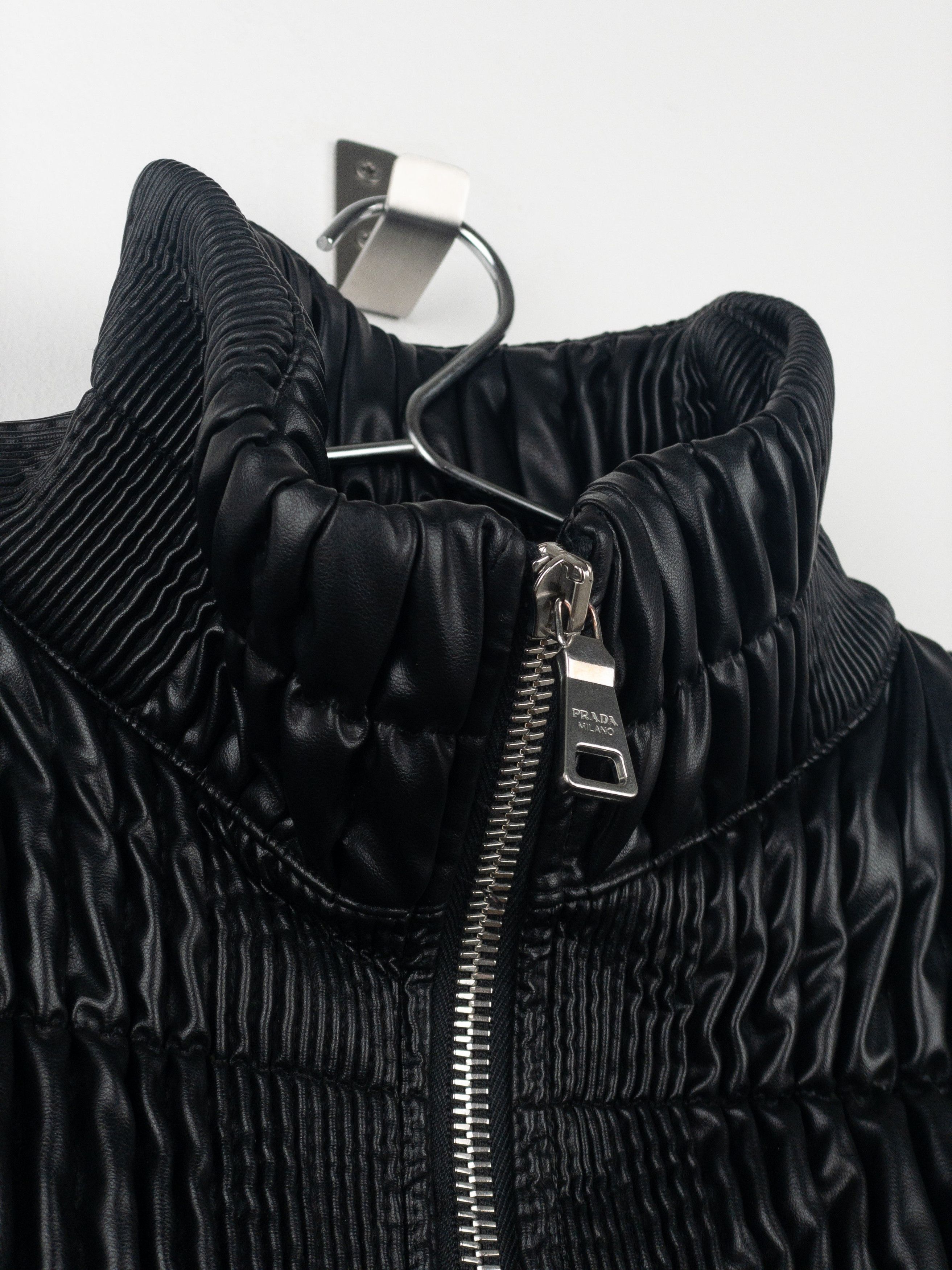 Prada AW08 Ripple Shirring Faux Leather Puffer Jacket Size XL / US 12-14 / IT 48-50 - 8 Thumbnail