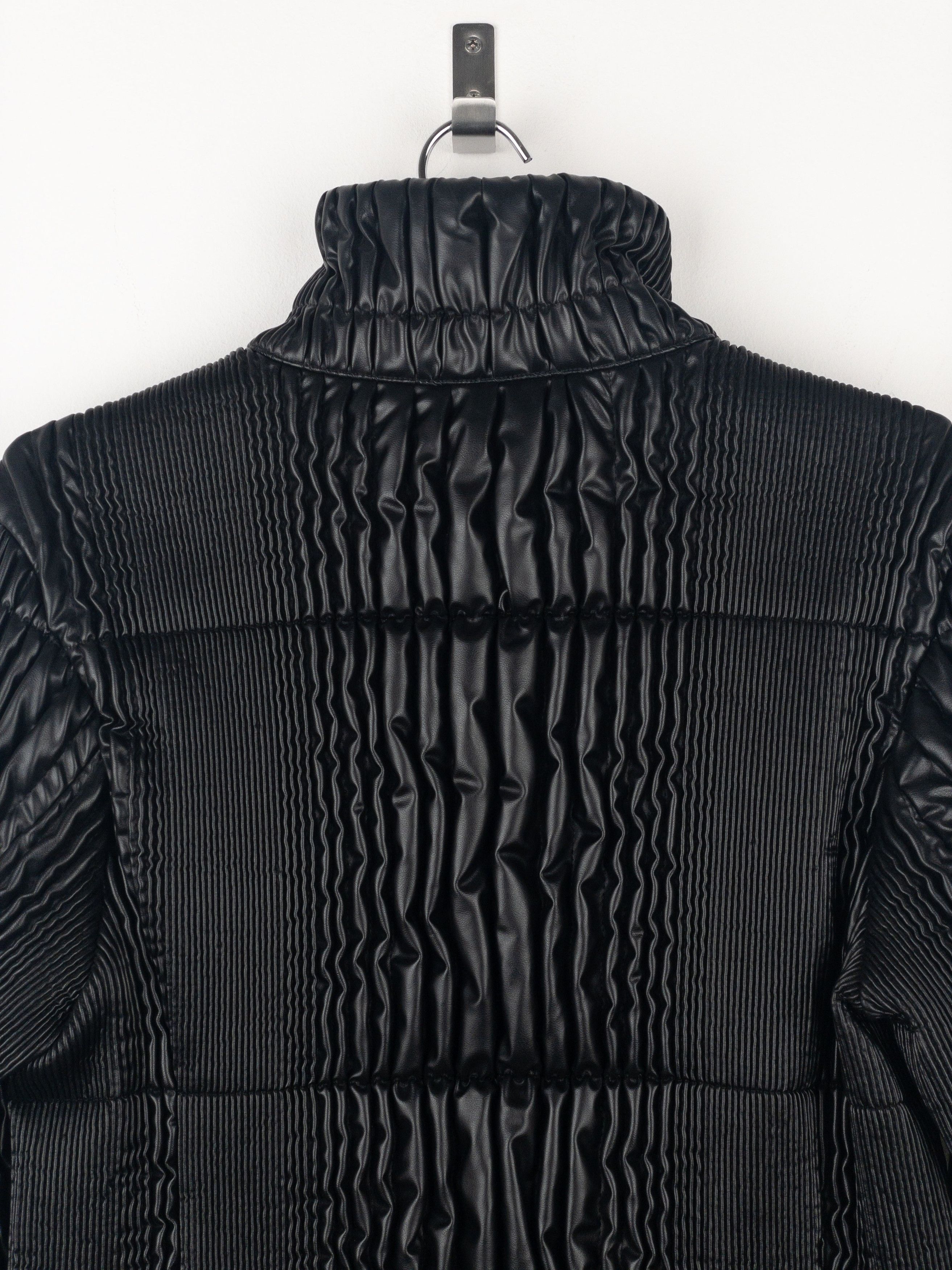 Prada AW08 Ripple Shirring Faux Leather Puffer Jacket Size XL / US 12-14 / IT 48-50 - 10 Thumbnail