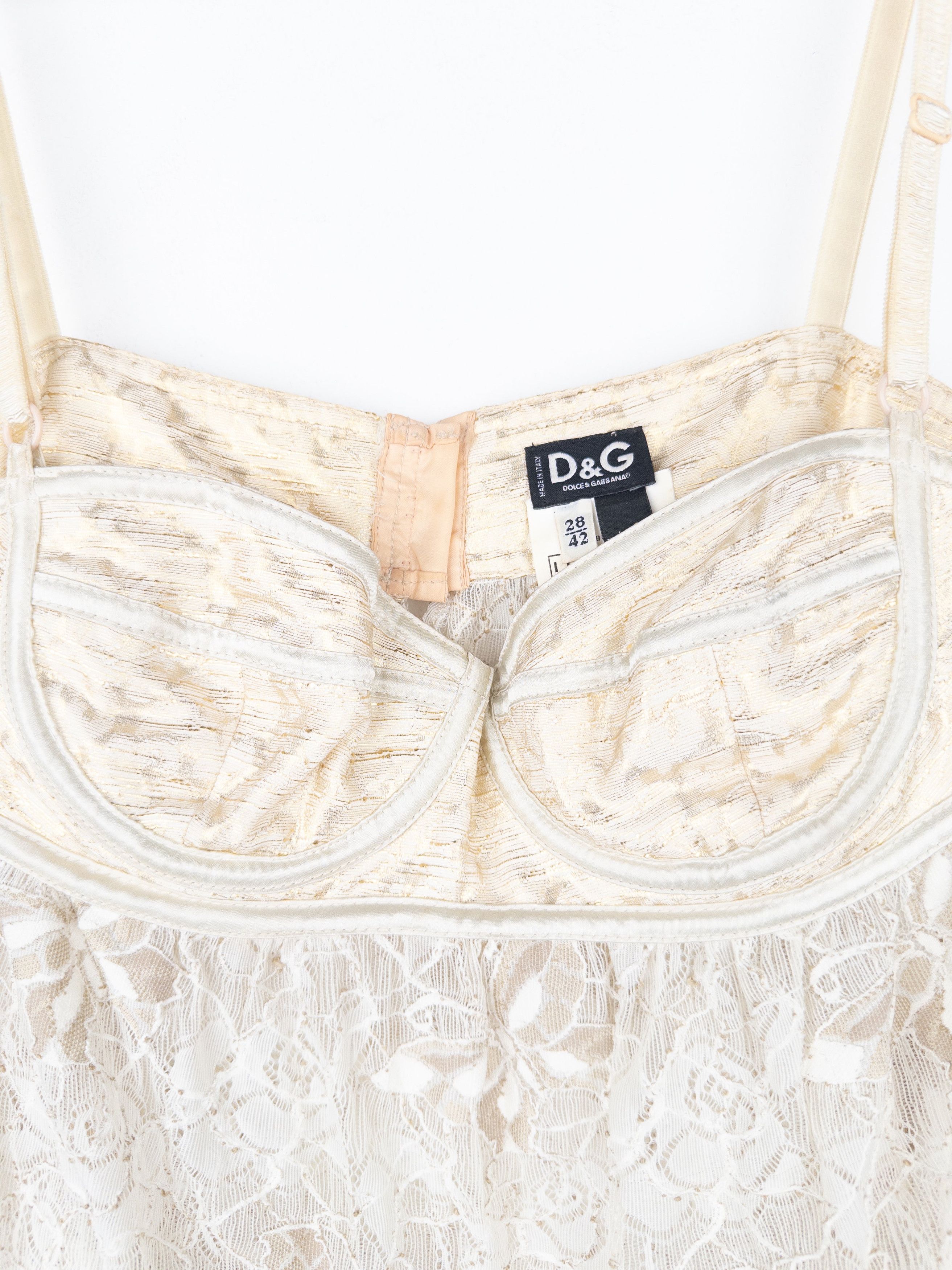 Dolce & Gabbana 2000s Gold-Colored Lace Butterfly Bustier Top Size M / US 6-8 / IT 42-44 - 3 Thumbnail