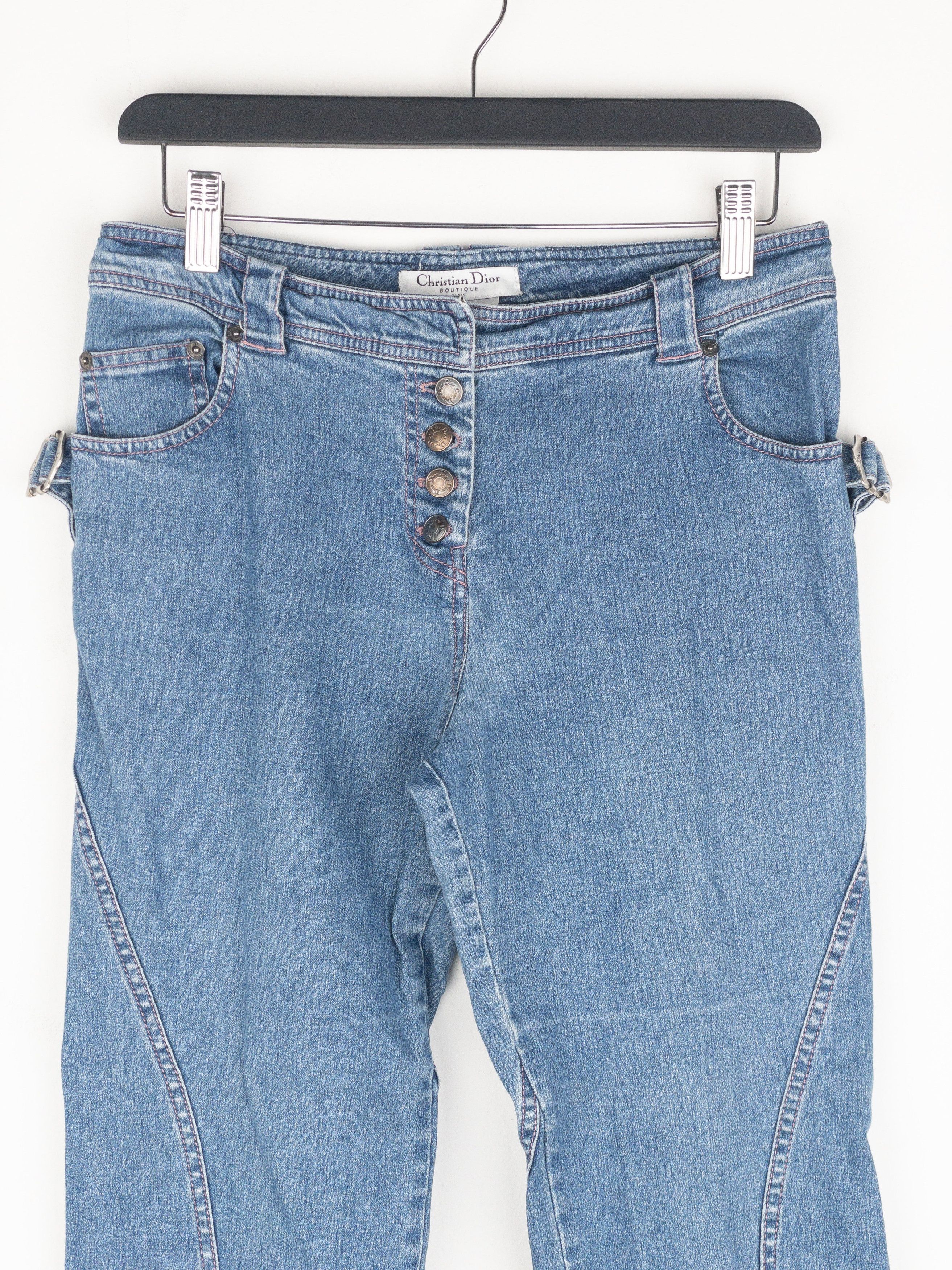 Dior by Galliano SS03 Flared Boot Cut Bondage Denim Jeans Size 28" / US 6 / IT 42 - 3 Thumbnail