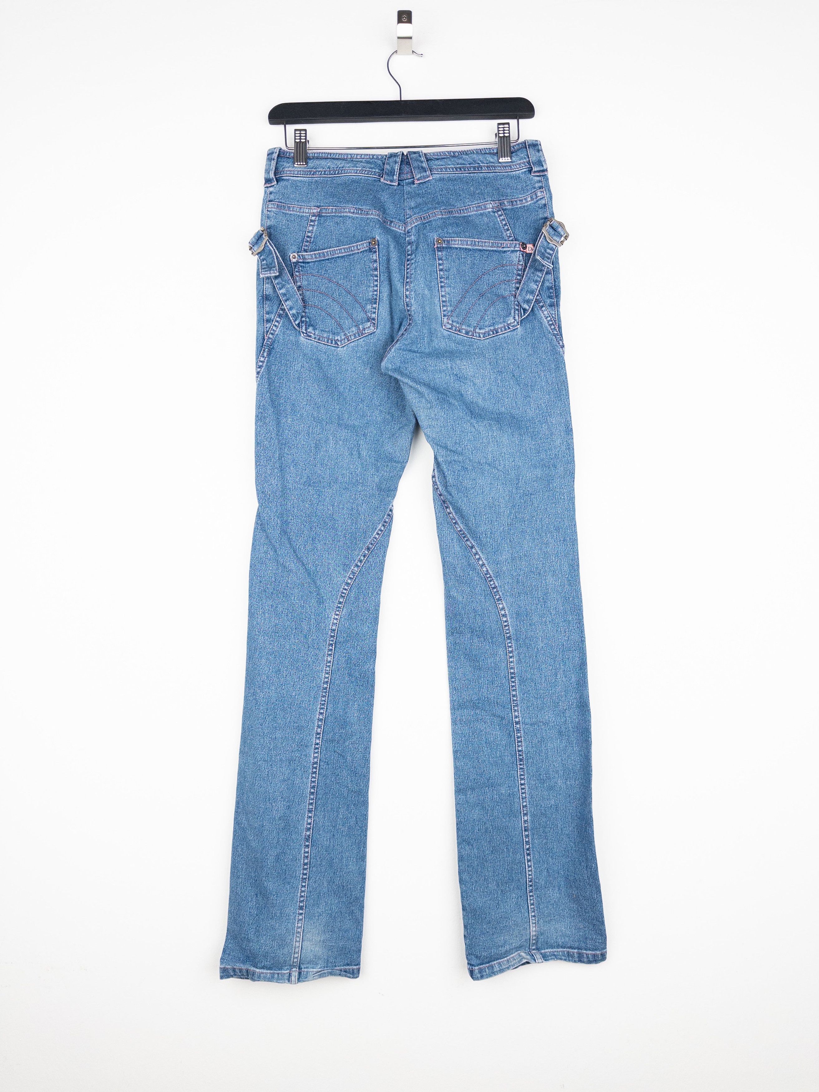 Dior by Galliano SS03 Flared Boot Cut Bondage Denim Jeans Size 28" / US 6 / IT 42 - 2 Thumbnail