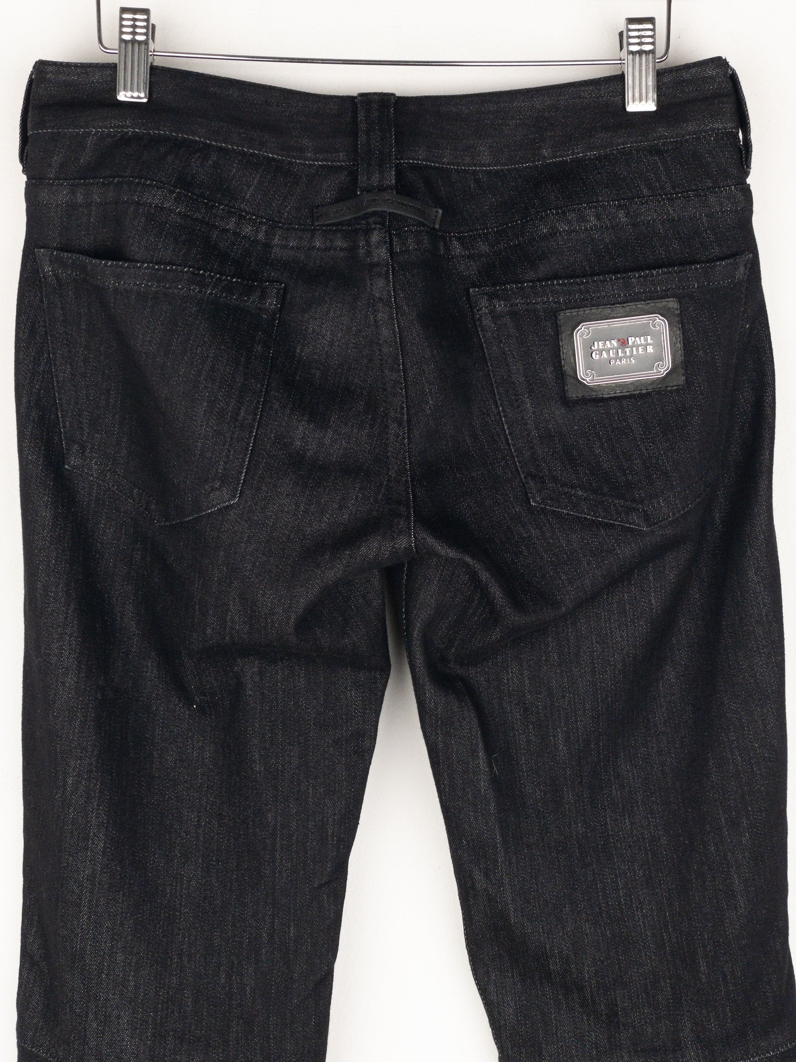 Jean Paul Gaultier 2000s Lace Bondage Denim Biker Jeans Size 42" / US 20 - 5 Thumbnail