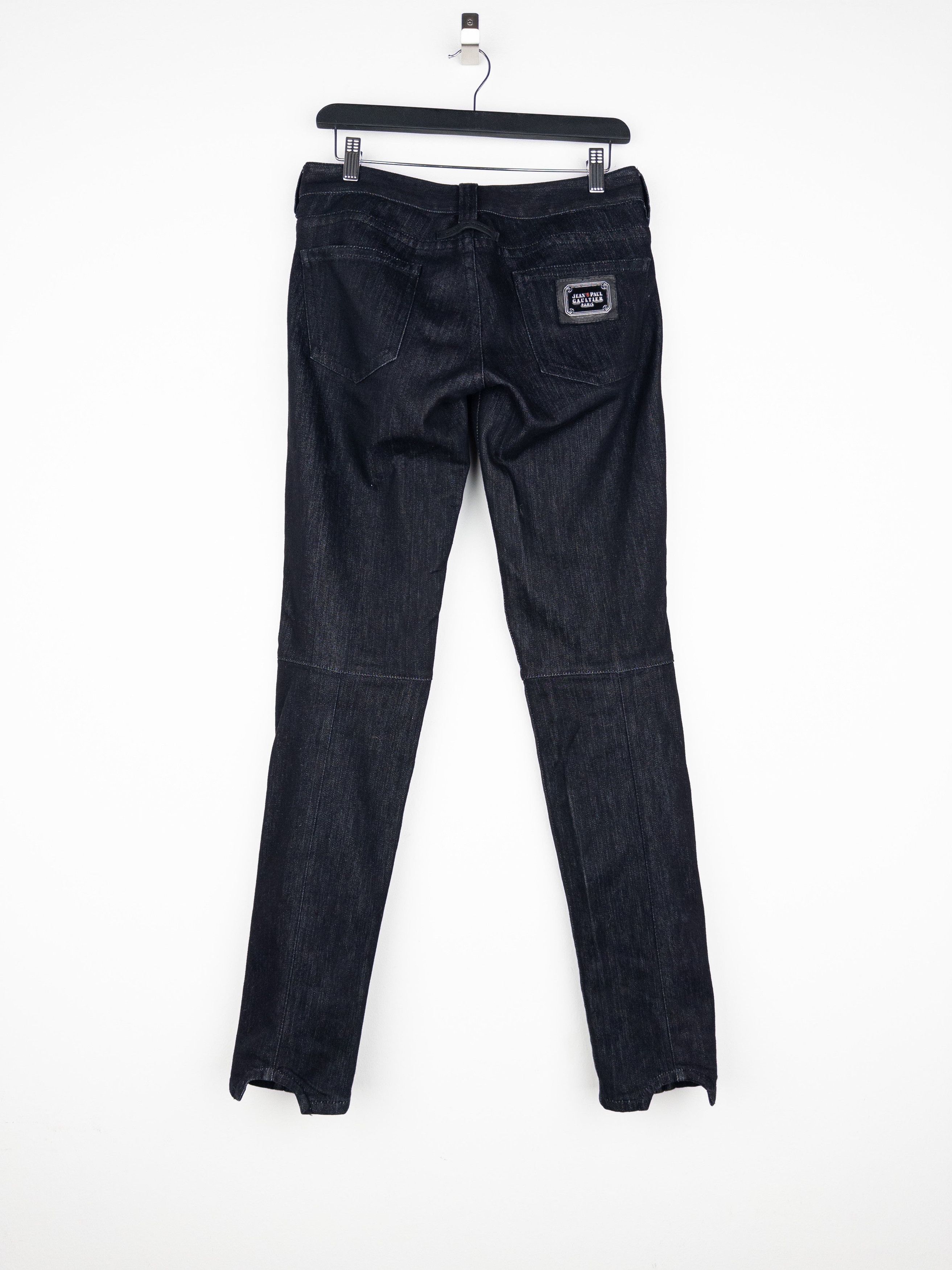 Jean Paul Gaultier 2000s Lace Bondage Denim Biker Jeans Size 42" / US 20 - 2 Thumbnail