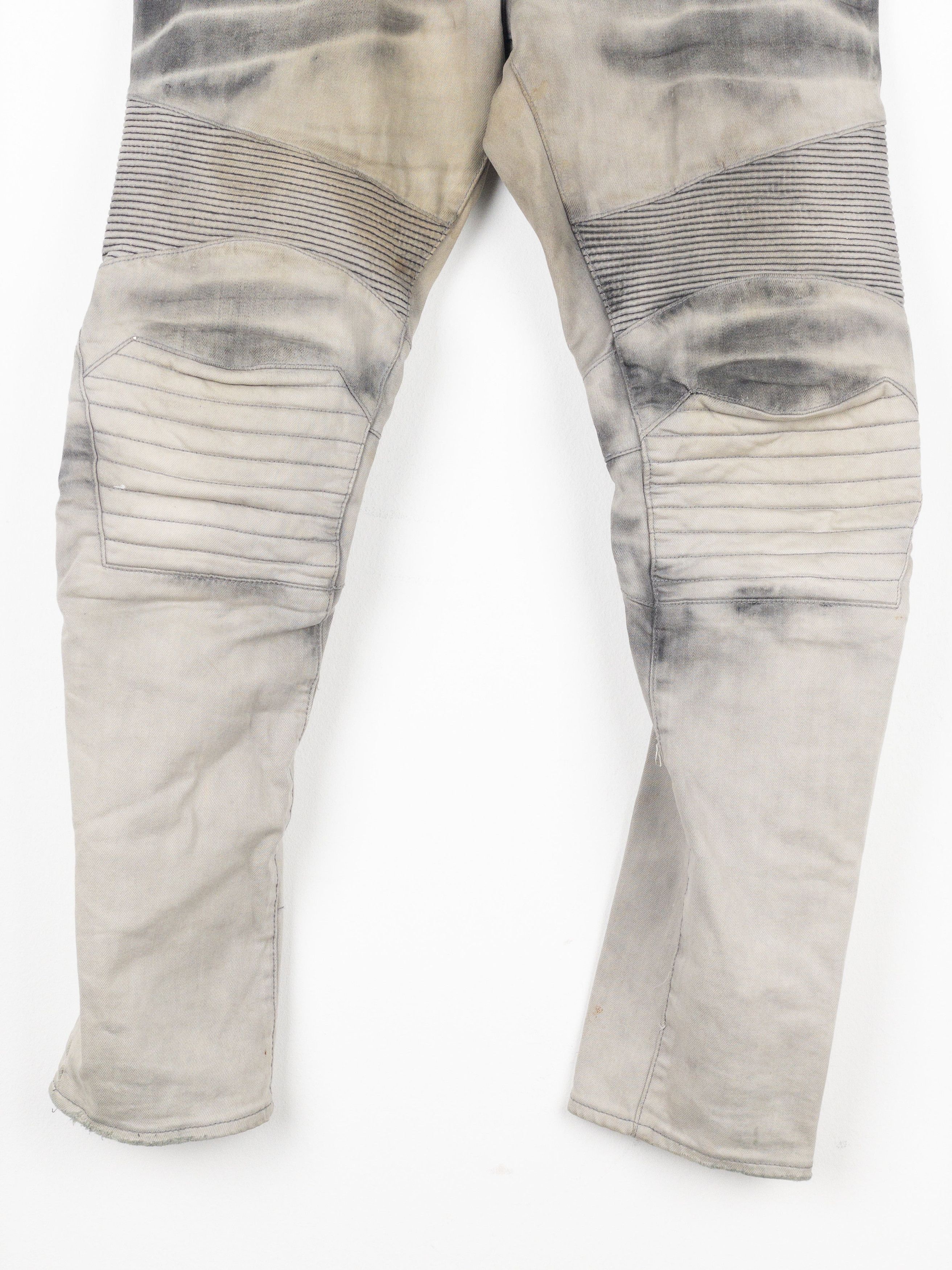 Balmain Dirtwash Padded Biker Denim Jeans Size US 32 / EU 48 - 4 Thumbnail