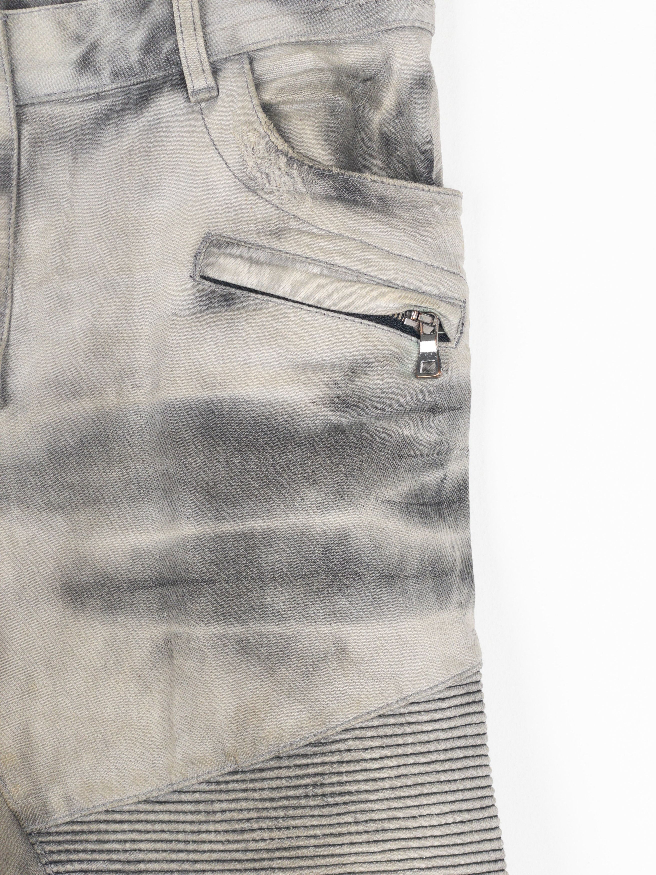 Balmain Dirtwash Padded Biker Denim Jeans Size US 32 / EU 48 - 6 Thumbnail