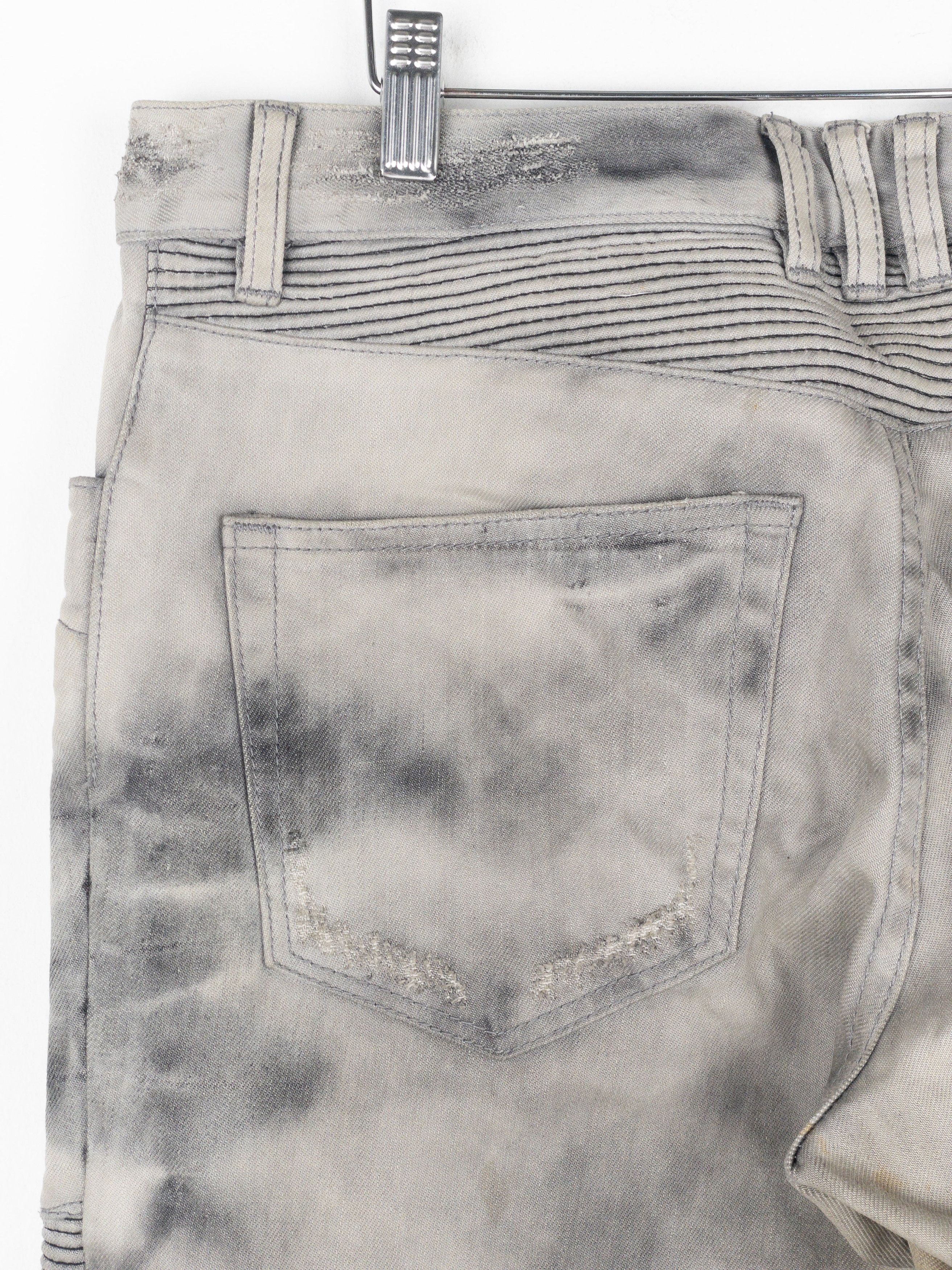 Balmain Dirtwash Padded Biker Denim Jeans Size US 32 / EU 48 - 10 Thumbnail