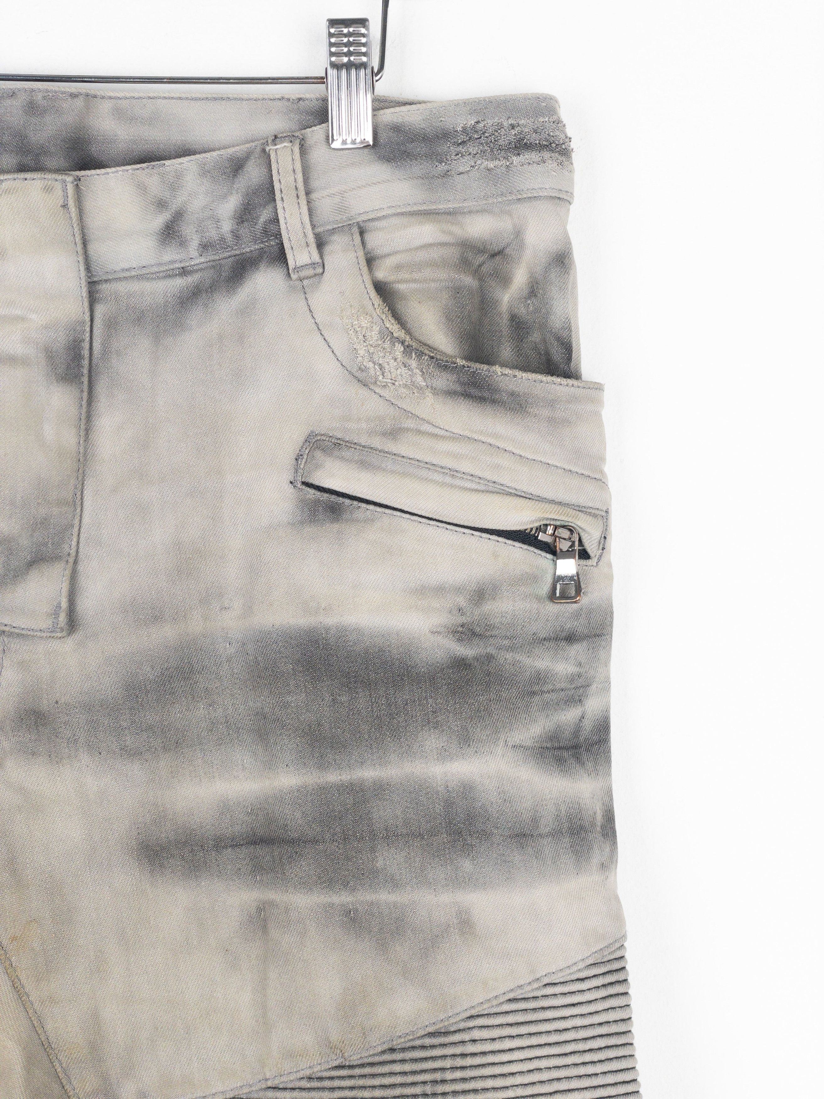 Balmain Dirtwash Padded Biker Denim Jeans Size US 32 / EU 48 - 5 Thumbnail