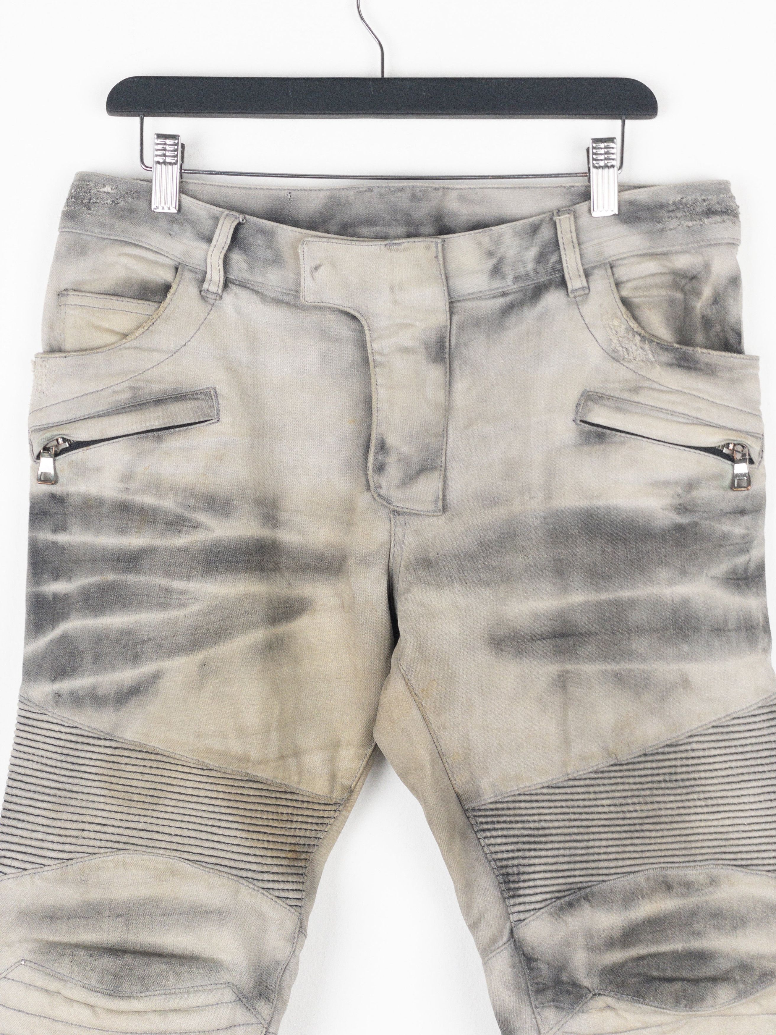 Balmain Dirtwash Padded Biker Denim Jeans Size US 32 / EU 48 - 3 Thumbnail