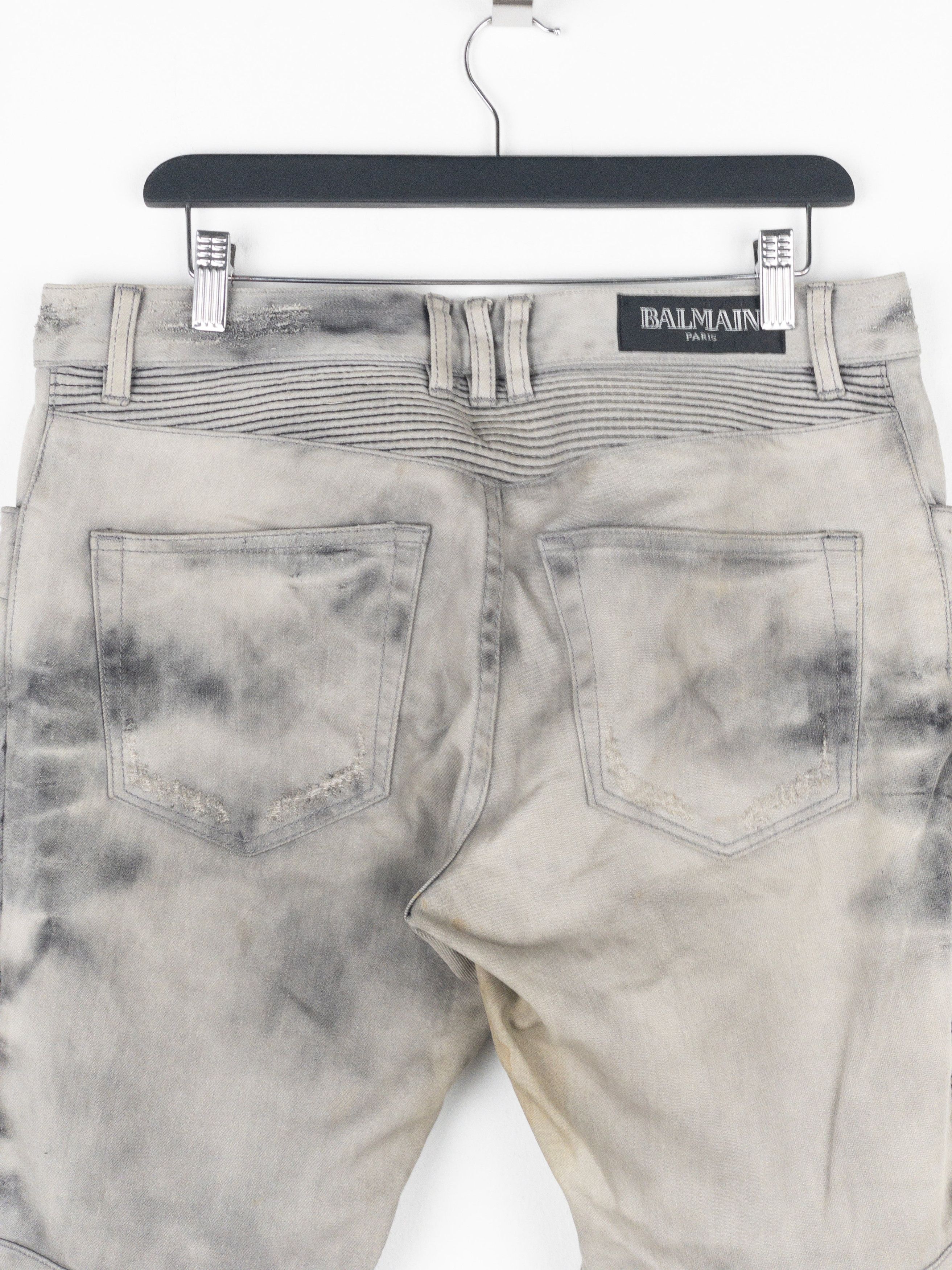 Balmain Dirtwash Padded Biker Denim Jeans Size US 32 / EU 48 - 8 Thumbnail