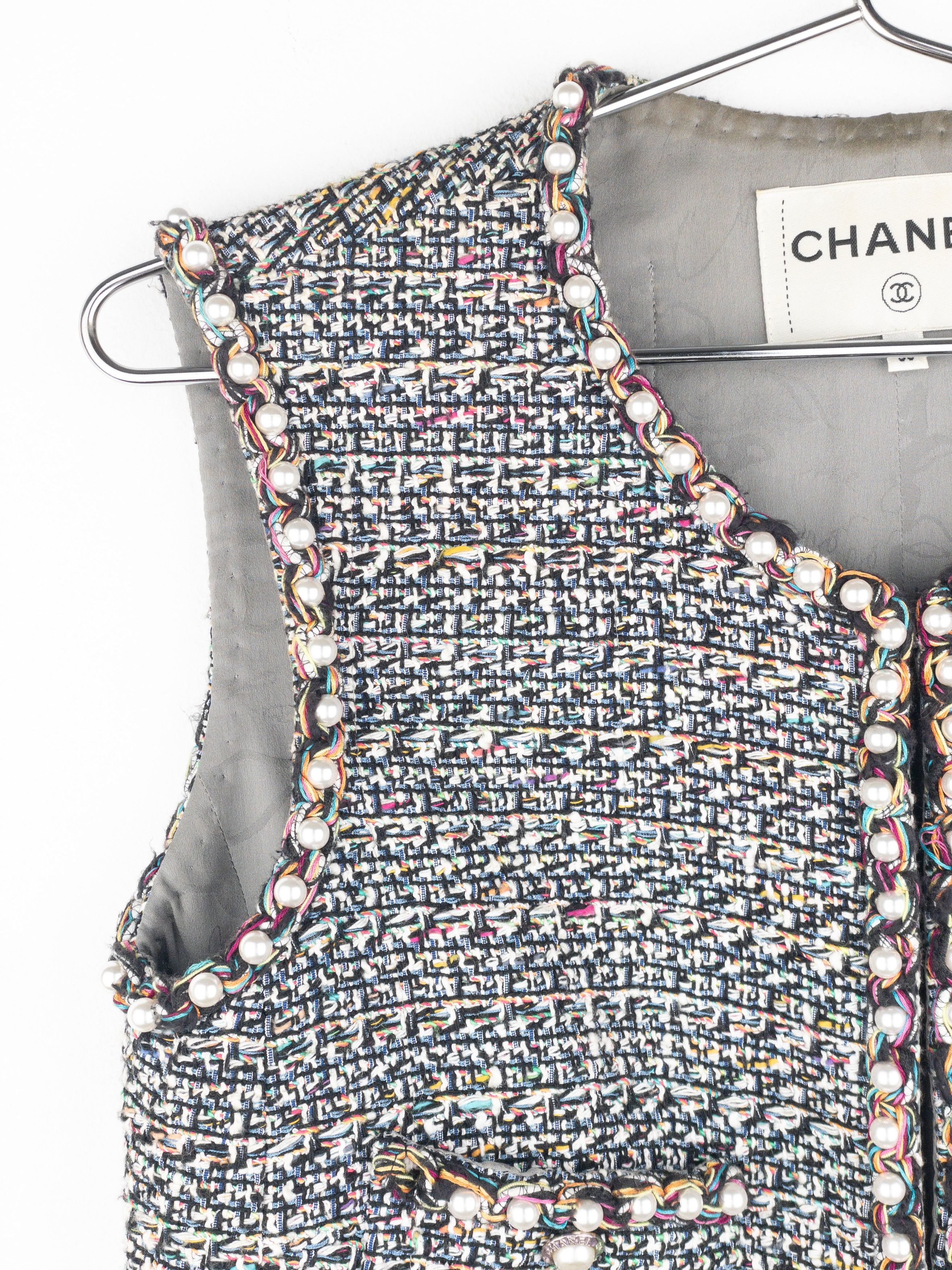 Chanel by Karl Lagerfeld SS17 Pearl Trim Tweed Vest Size XS / US 0-2 / IT 36-38 - 4 Thumbnail