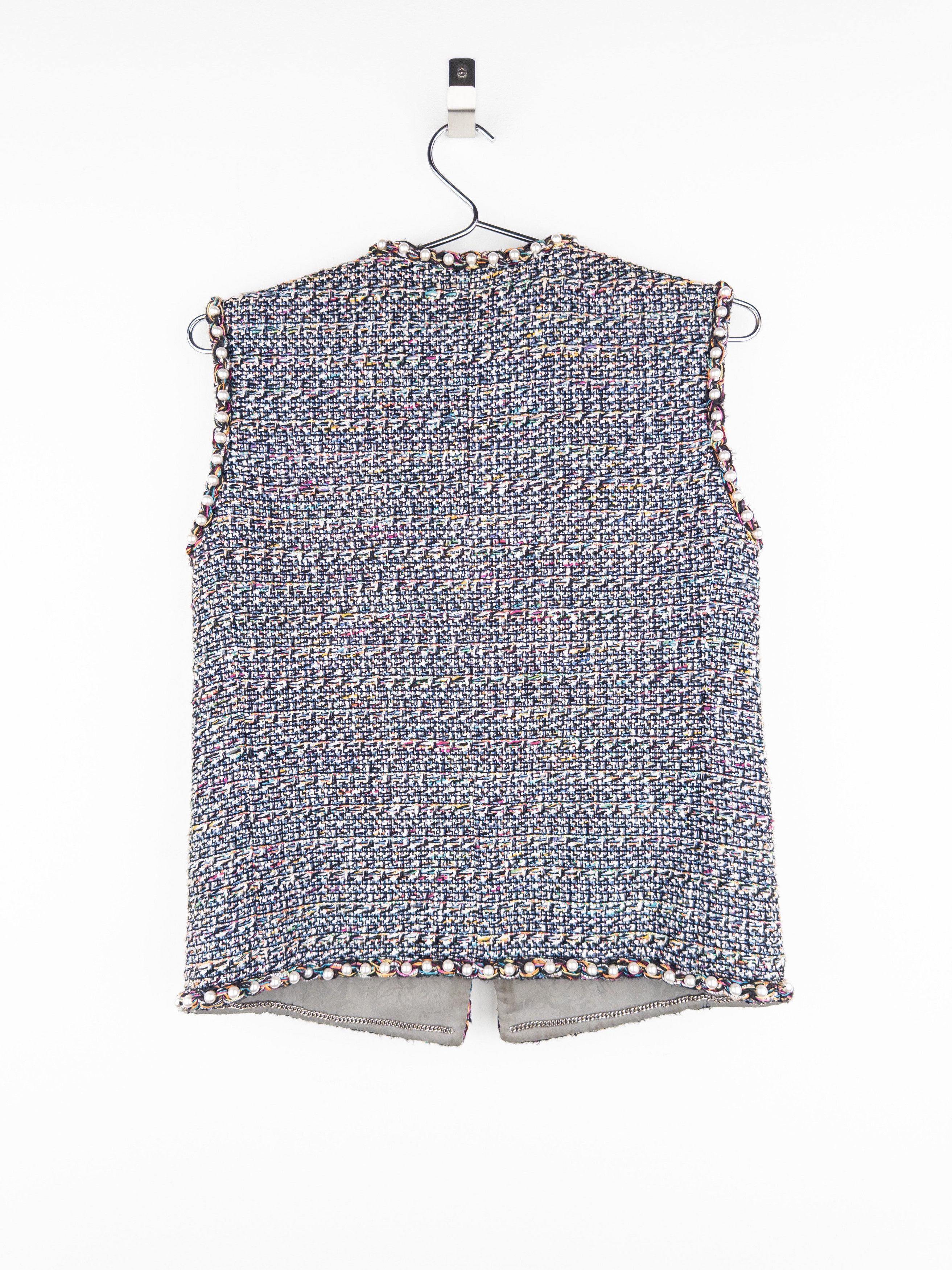 Chanel by Karl Lagerfeld SS17 Pearl Trim Tweed Vest Size XS / US 0-2 / IT 36-38 - 2 Thumbnail