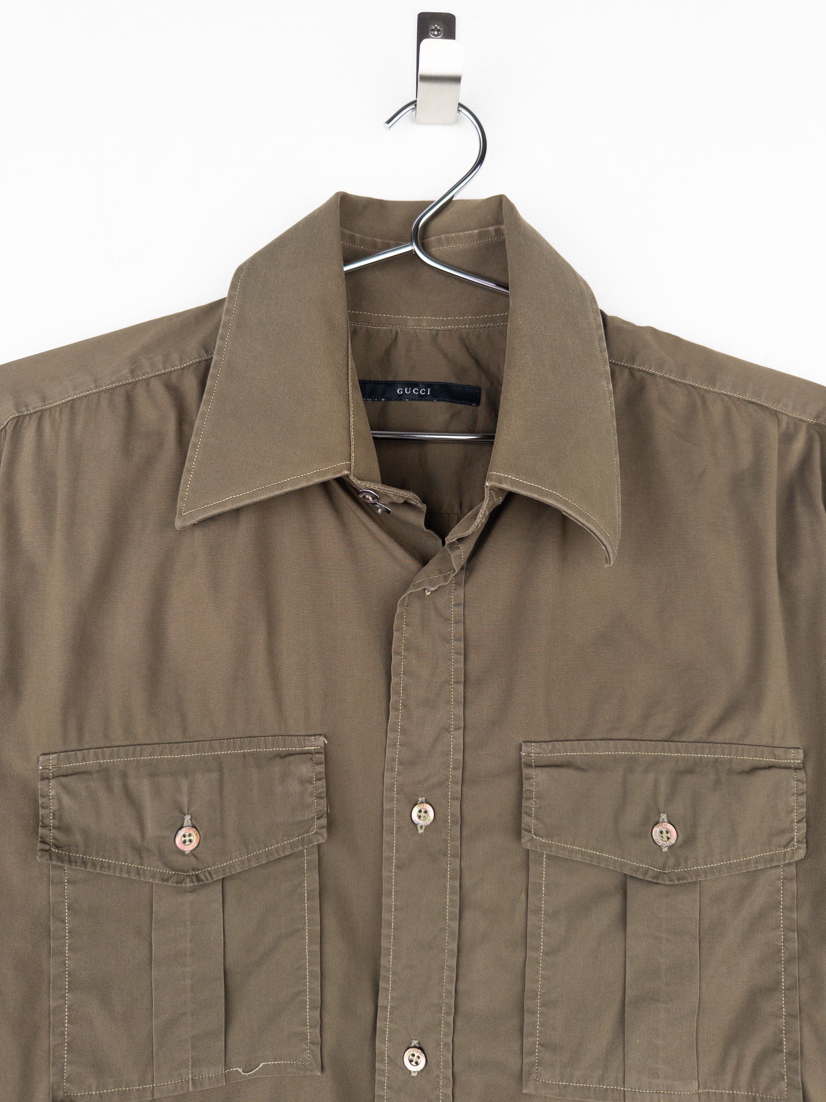Gucci by Tom Ford SS97 Military Cargo Pocket Button-Up Shirt Size US S / EU 44-46 / 1 - 3 Thumbnail
