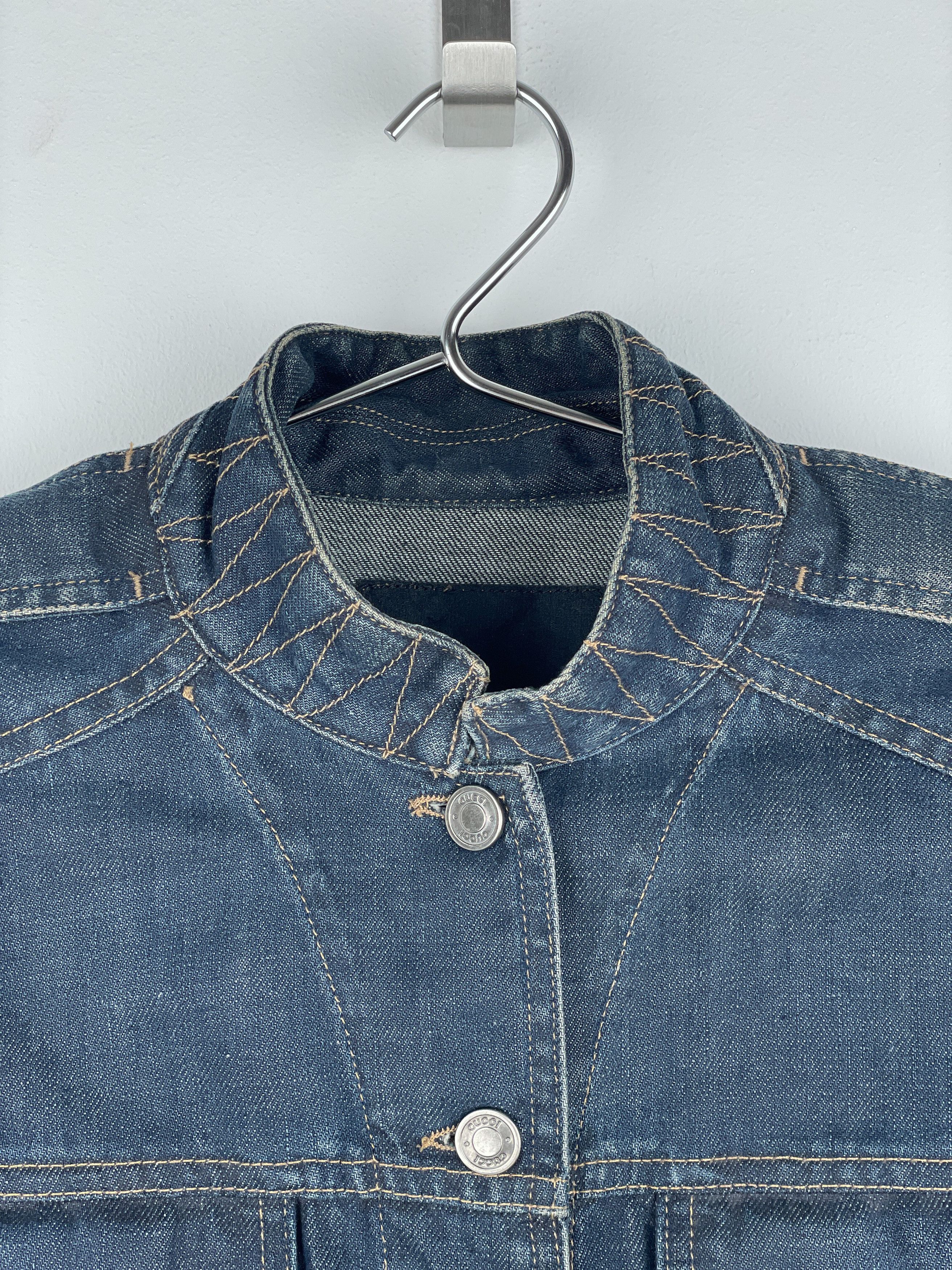 Gucci by Tom Ford SS02 Epaulettes Dark Denim Trucker Jacket Size M / US 6-8 / IT 42-44 - 3 Thumbnail